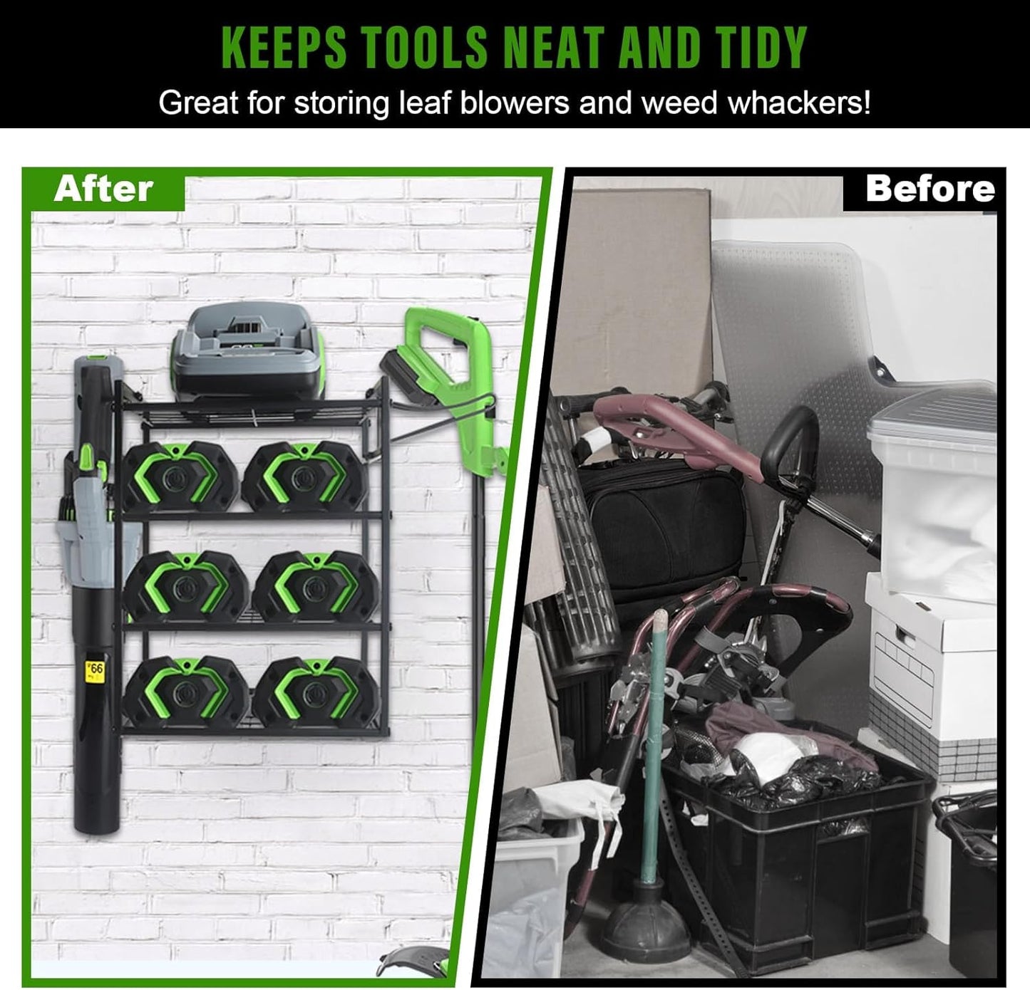 Black Alloy Steel Power Tool Organizer Wall Mount, 4-Tier Shelf, 12.59 * 11.8 * 16.53 Inches, Perfect for Garage Tool Storage