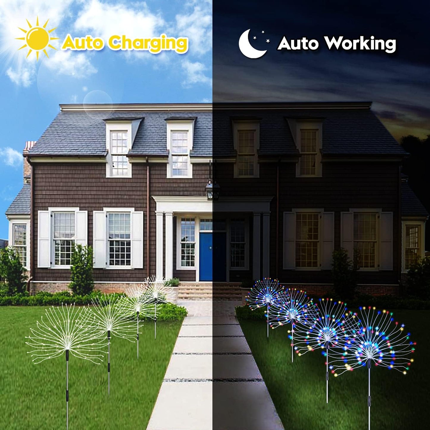 Outdoor Solar Garden Lights, 4 Pack 120 LED Copper Wire Waterproof Gar