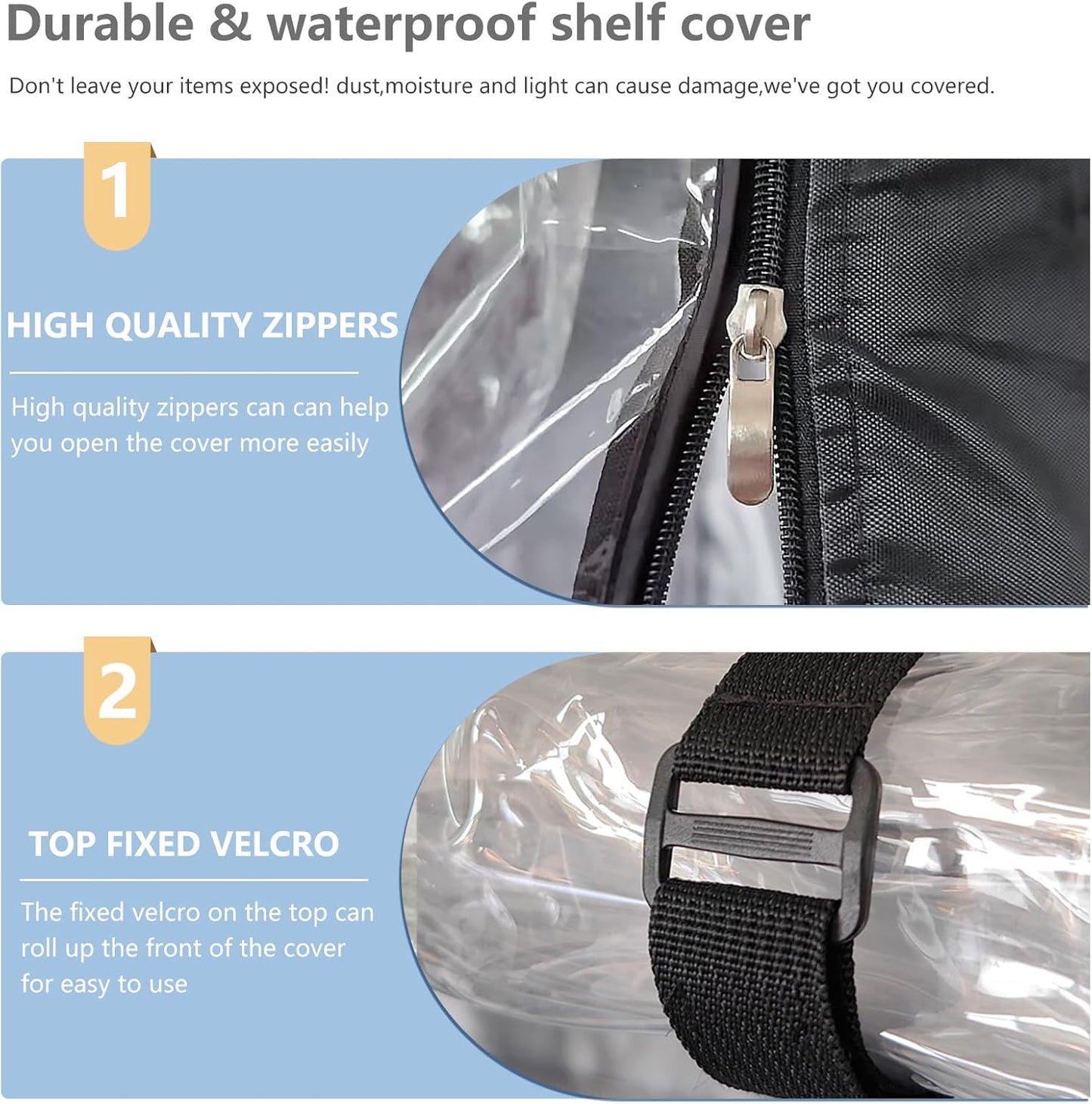 Waterproof Shelf Cover,Outdoor 600D Heavy Duty Dustproof Storage Shelves Cover,36''x18''x62'' Shelf Covers for Wire Shelving with Zippers,Storage Rack Covers with Clear Front