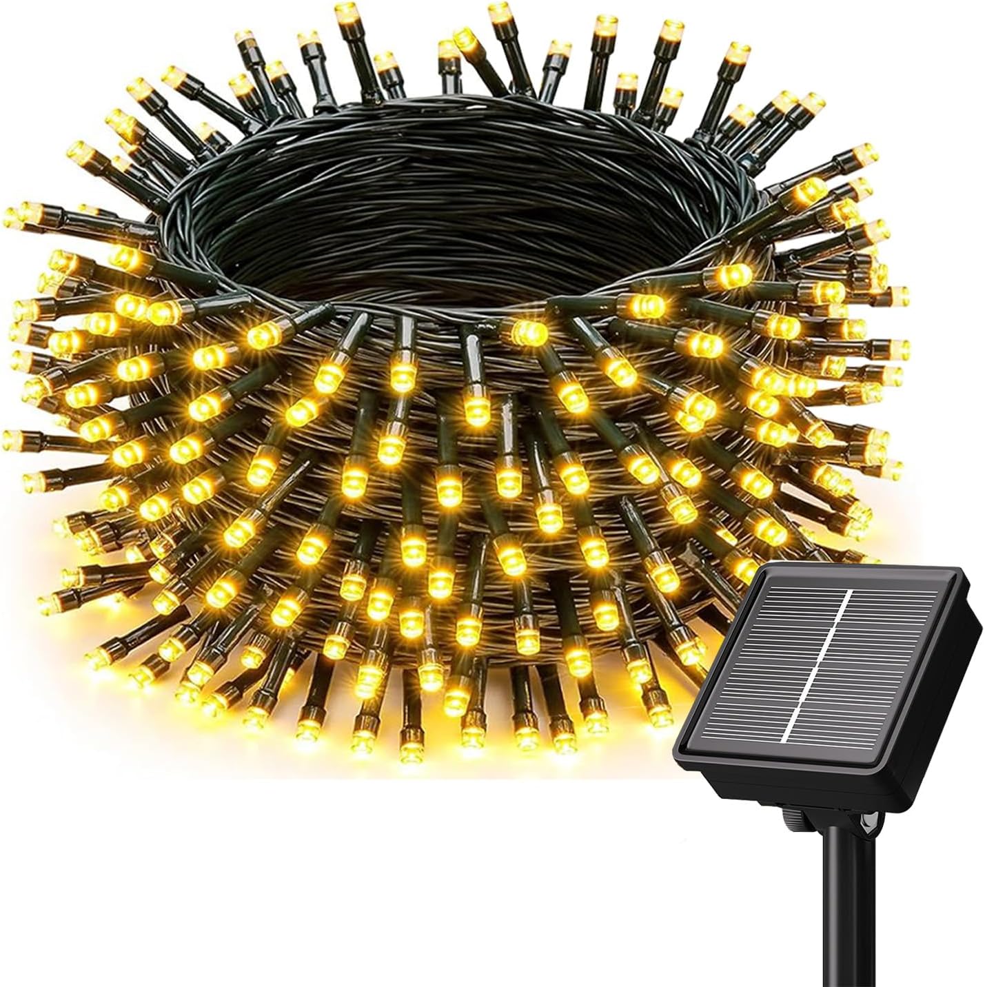 Solar String Lights Outdoor, 1 Pack 46 FT 120 LED Solar Tree Lights Waterproof with 8 Lighting Modes, Outdoor Solar Light for Tree Outside Balcony Gazebo, Warm White