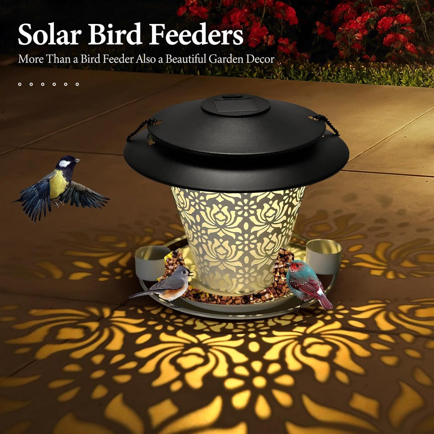Solar Bird Feeders for Outside Hanging Metal Wild Bird Feeder Solar La