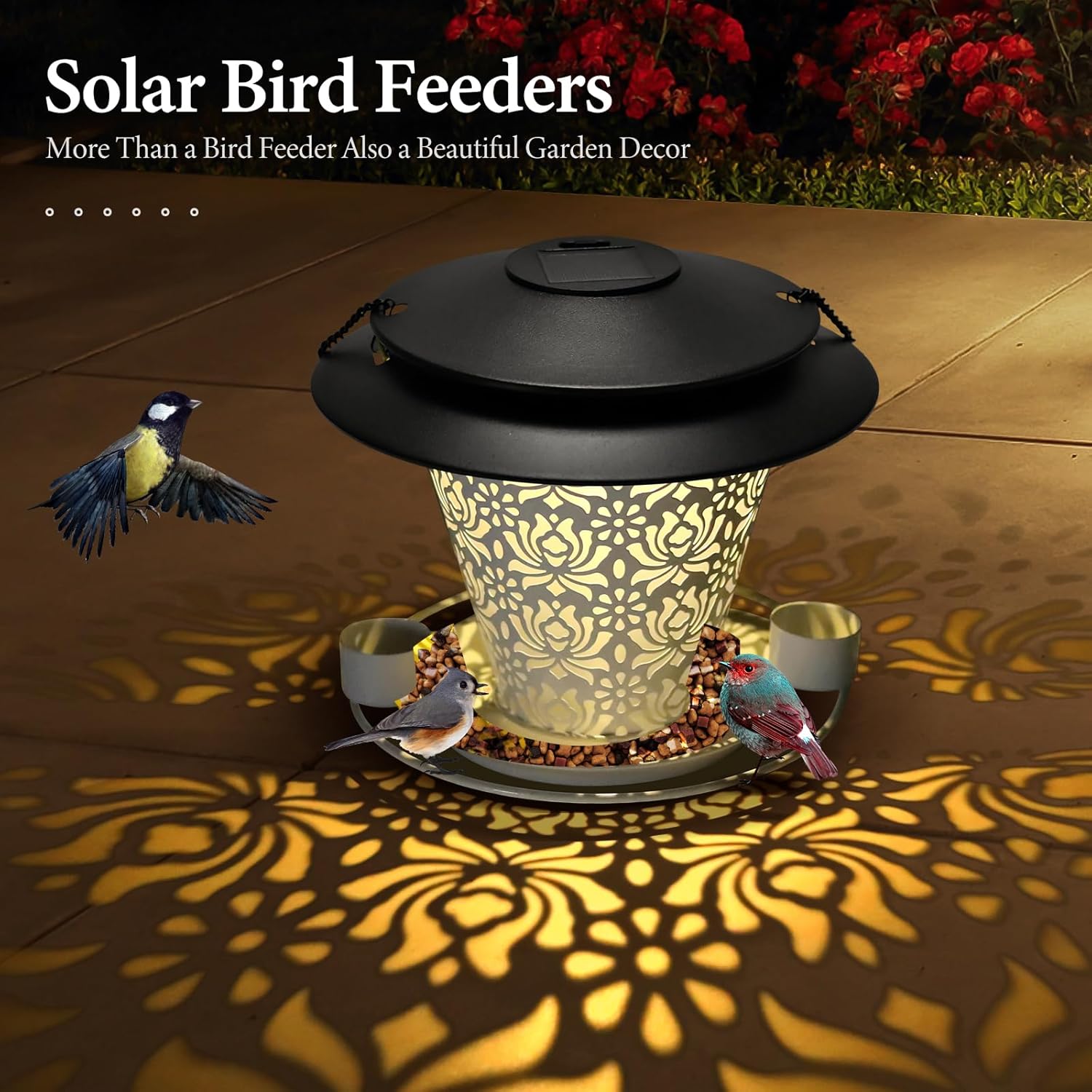 Solar Bird Feeders for Outside Hanging Metal Wild Bird Feeder Solar La