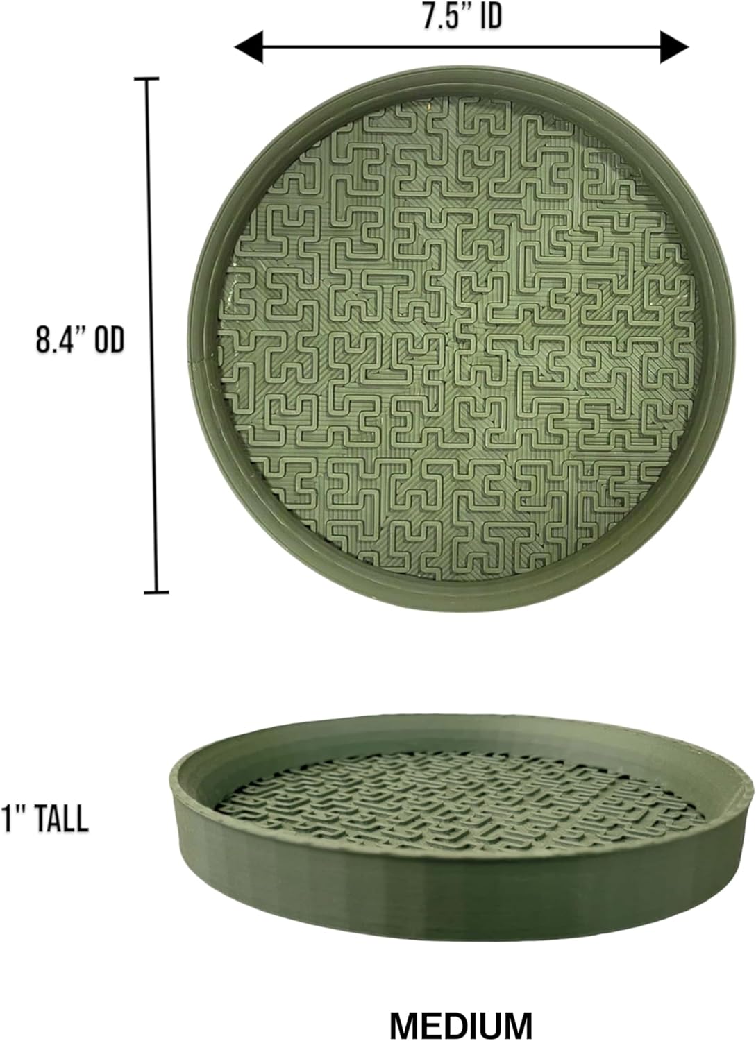 happimess USA2100B Drew 8.4" Modern Geometric Indoor Sustainable 3D Printed Plant Saucer, for Living Room, Kitchen, Bedroom, Olive