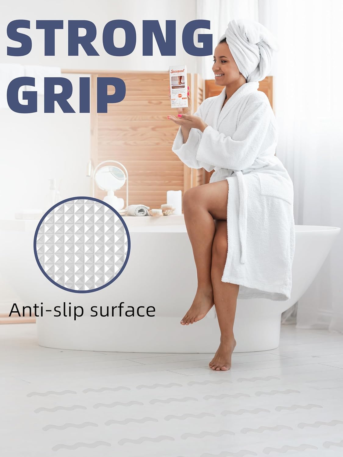 Patented Anti Slip Shower Stickers, Adhesive Decals Safety Strips with