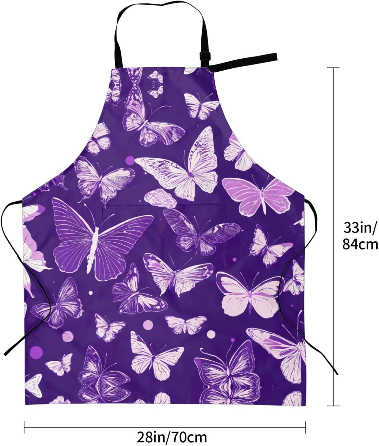 Purple Butterflies Floral print Waterproof chef's apron with pocket apron for kitchen cooking baking barbecue and gardening