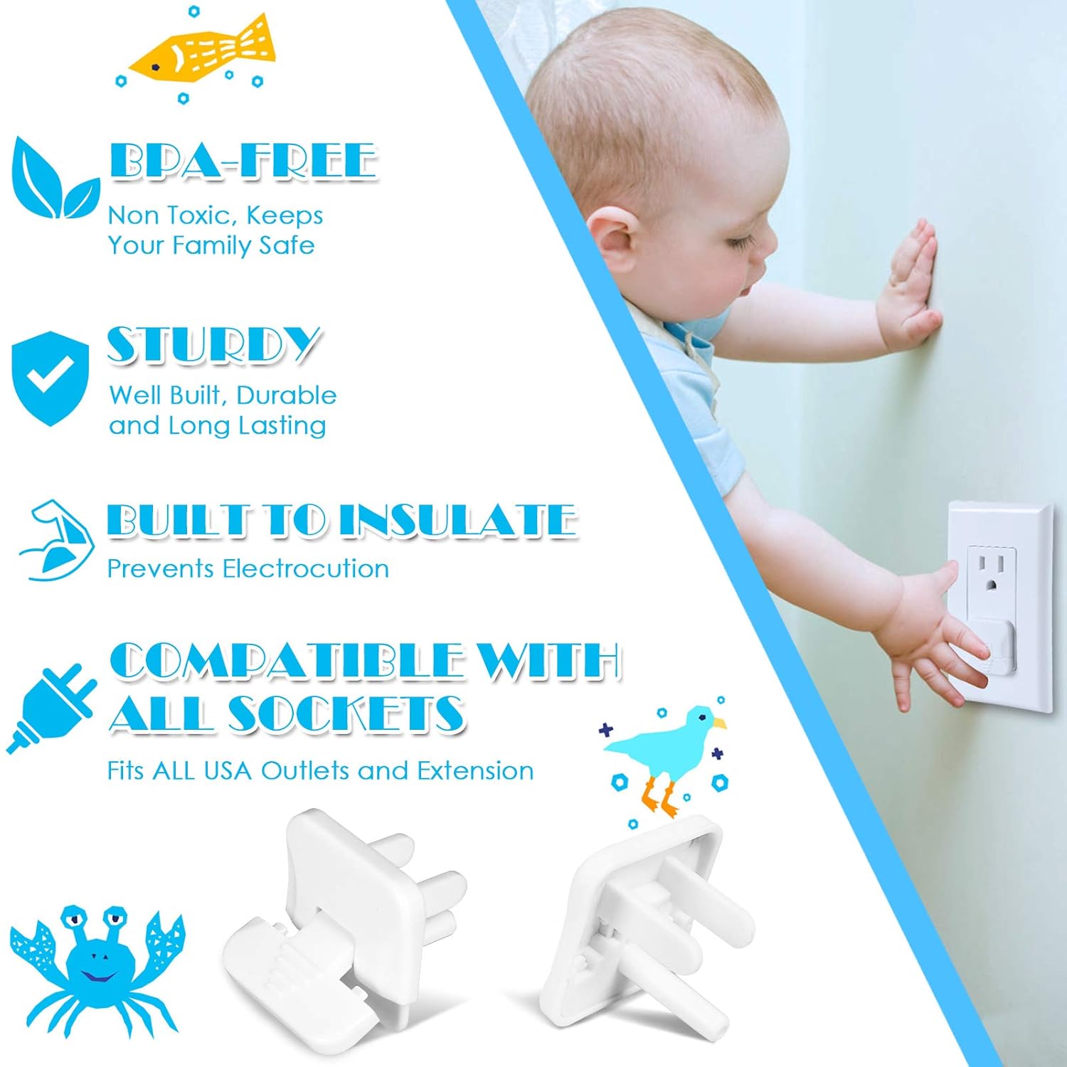 Outlet Covers Babepai 38-Pack White Child Proof Electrical Protector S
