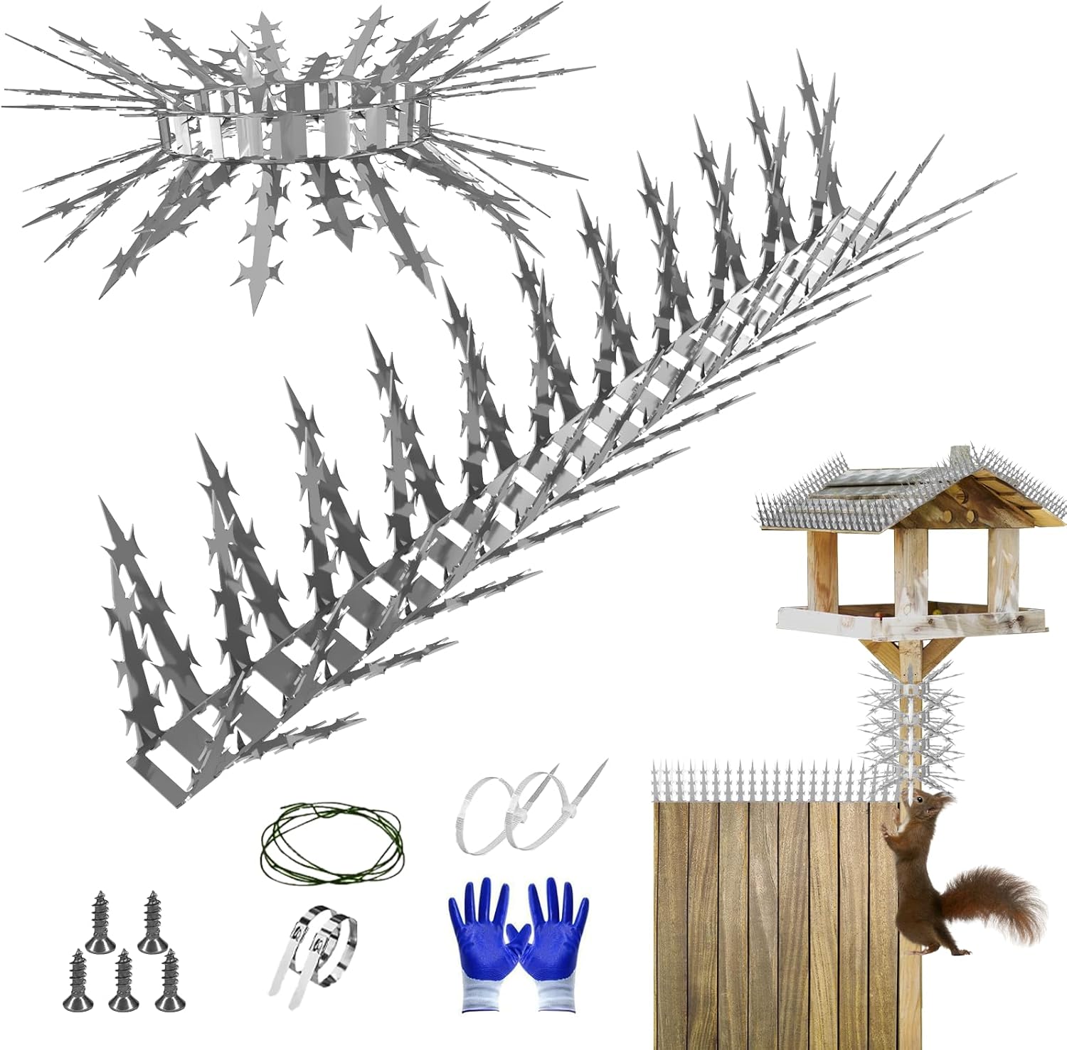Bird Spikes Squirrel Proof Baffle for Bird Feeders, Avoid Climb Spikes