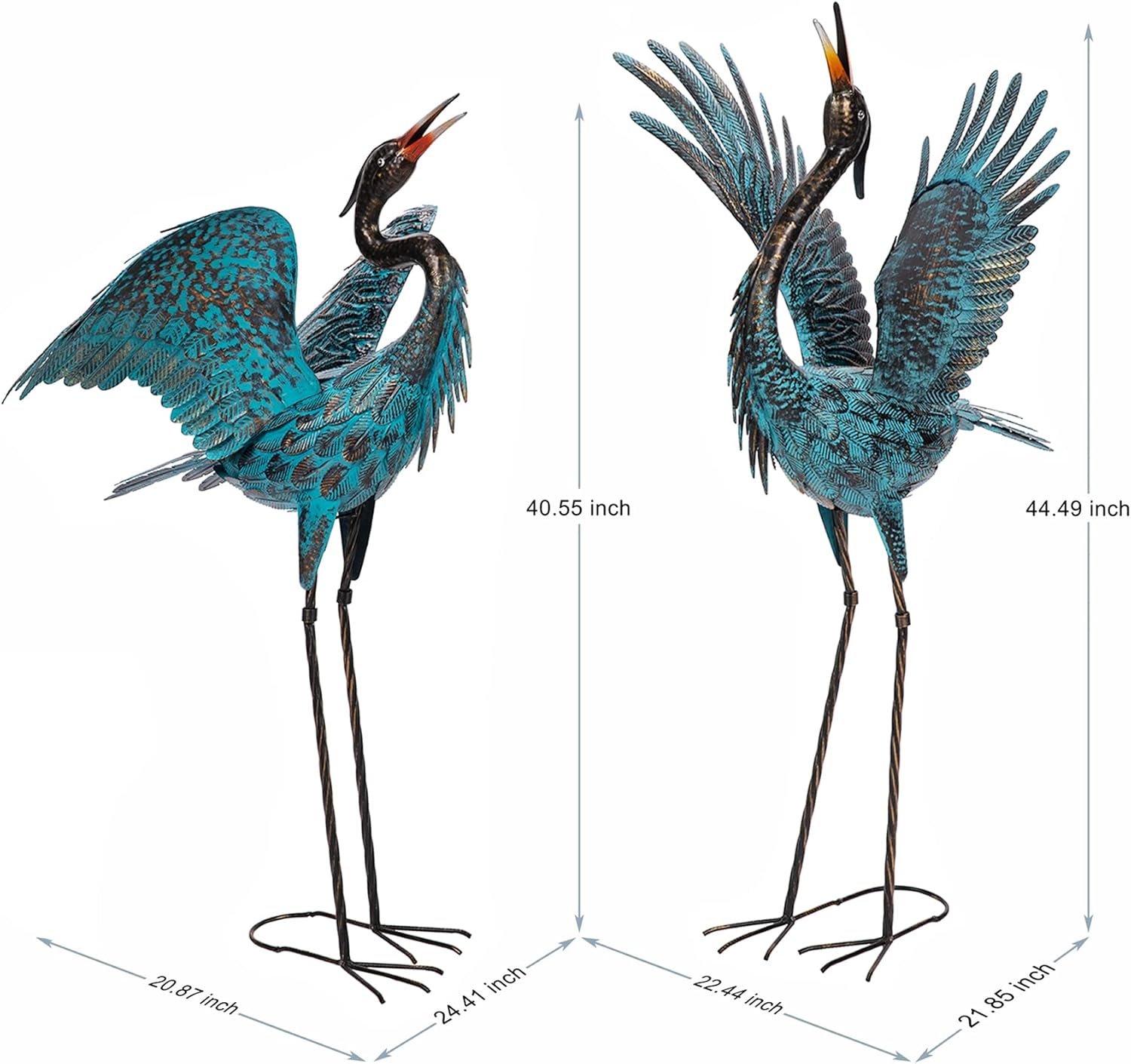 Natelf Garden Crane Sculptures & Statues, Blue Heron Decor Outdoor Lar