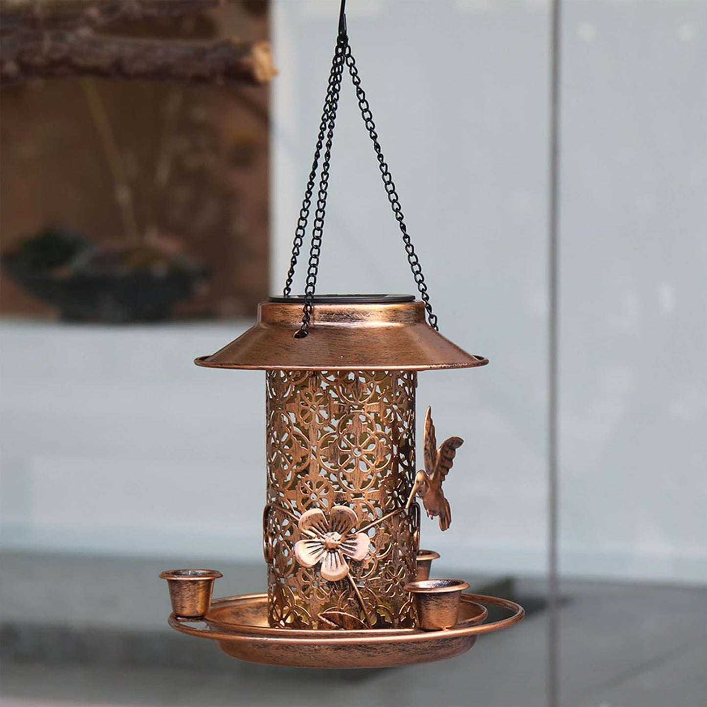 Iron Bird Feeders Hummingbirds Feeders Hummingbirds Water Bottle Solar Bird Feeders Outdoors Hangings Squirrels Proof