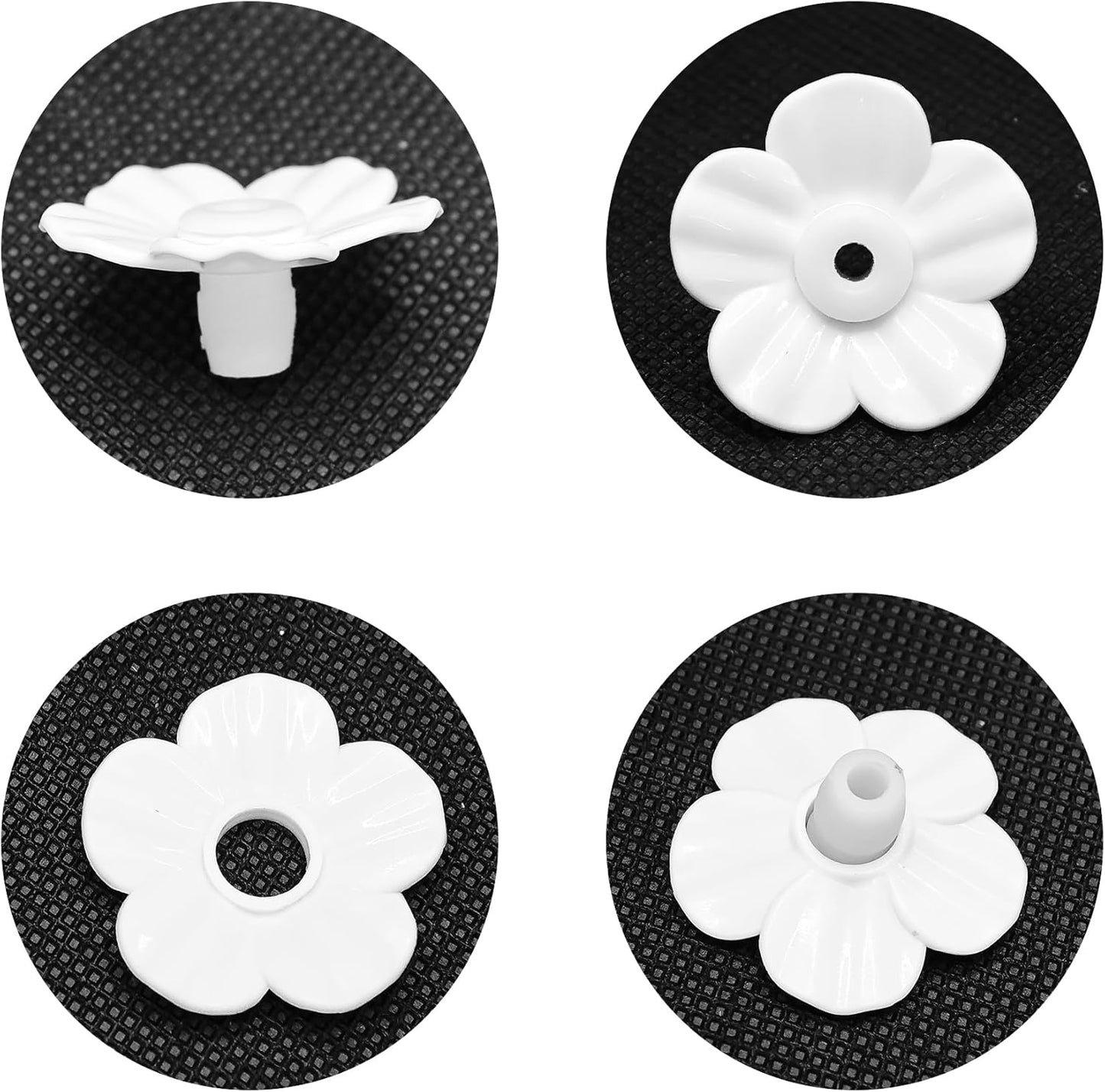 24 PCS Hummingbird Feeder Replacement Flowers with 2 Cleaning Brush, Heavy Duty Plastic Feeding Ports Parts for Outdoor Hanging Bird Feeders (White
