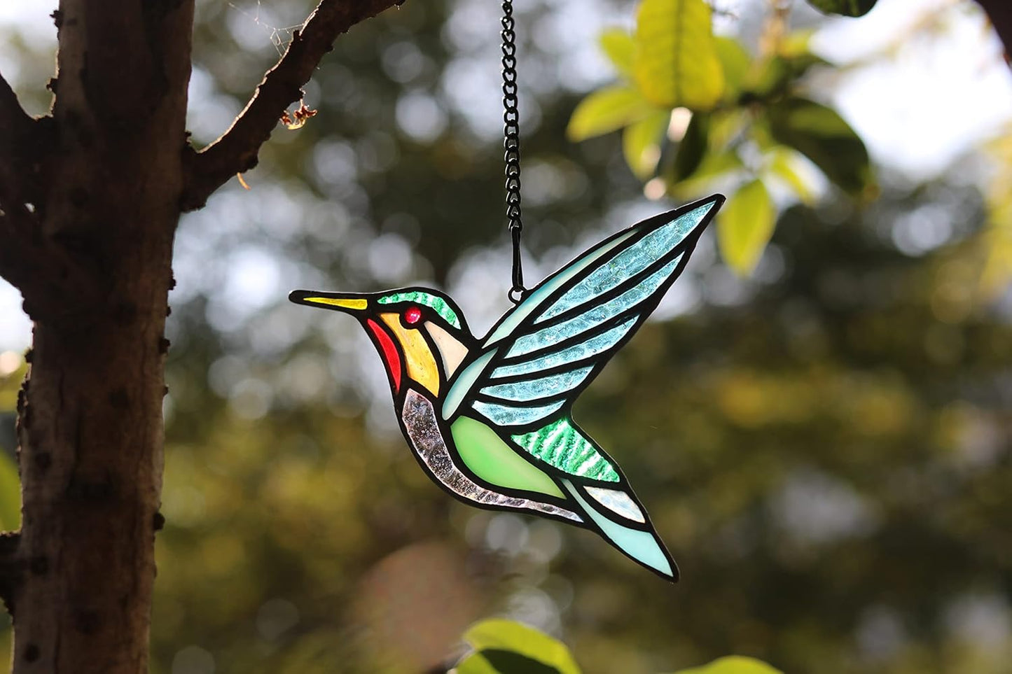 Stained Glass Birds Window Hangings, Stained Glass Hummingbird Decorations,Bird Suncatcher for Window Decor Hummingbird Gifts for Mom,Bird Lovers