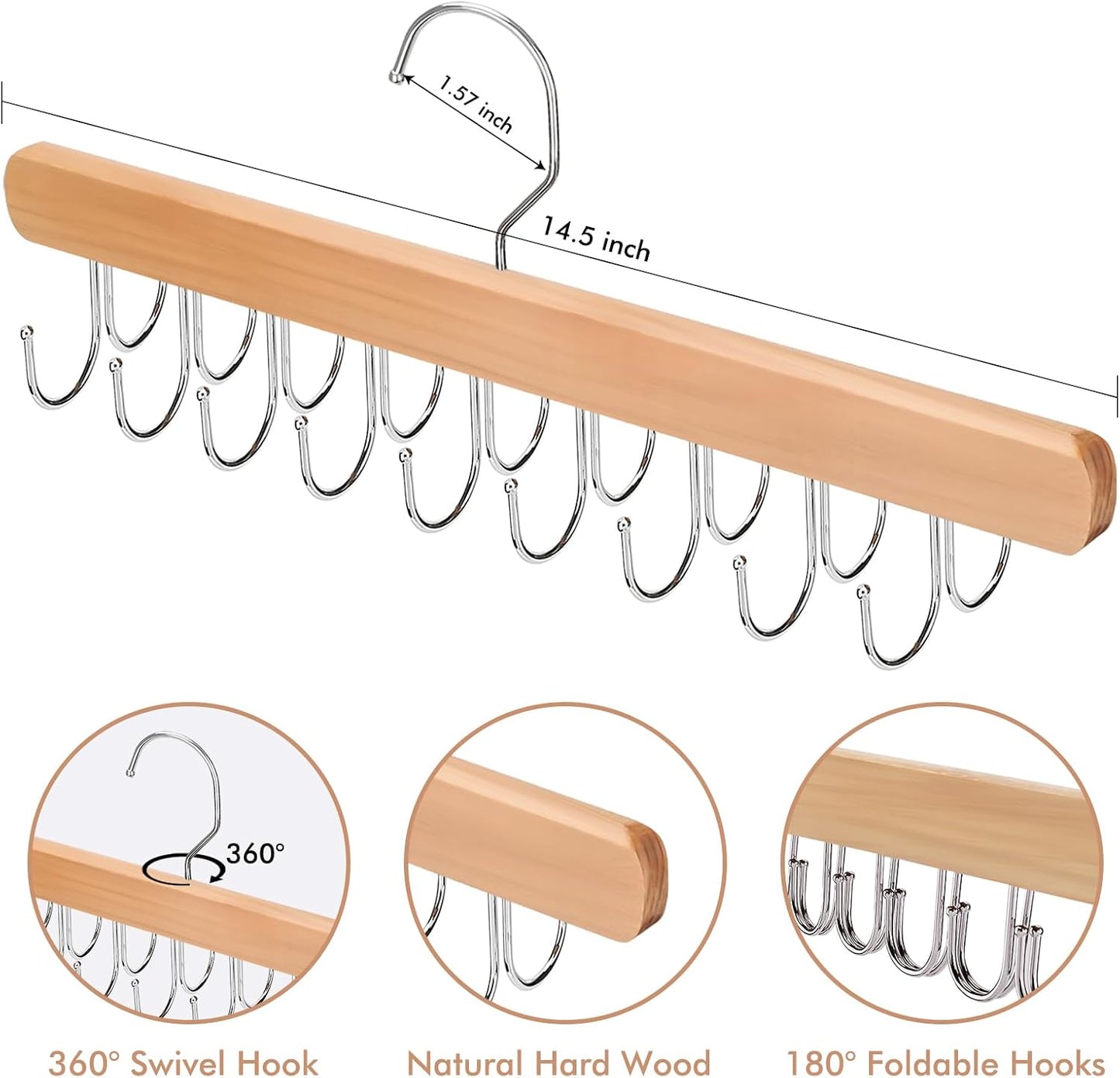 2 Pack Bra Hanger for Closet Organizer, Premium Wooden Tank Top Hanger