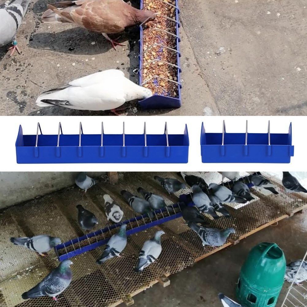 Bird Water Feeder Poultry Feeder 8 Spaces Blue Plastic Stackable Modern Style 10 Pieces