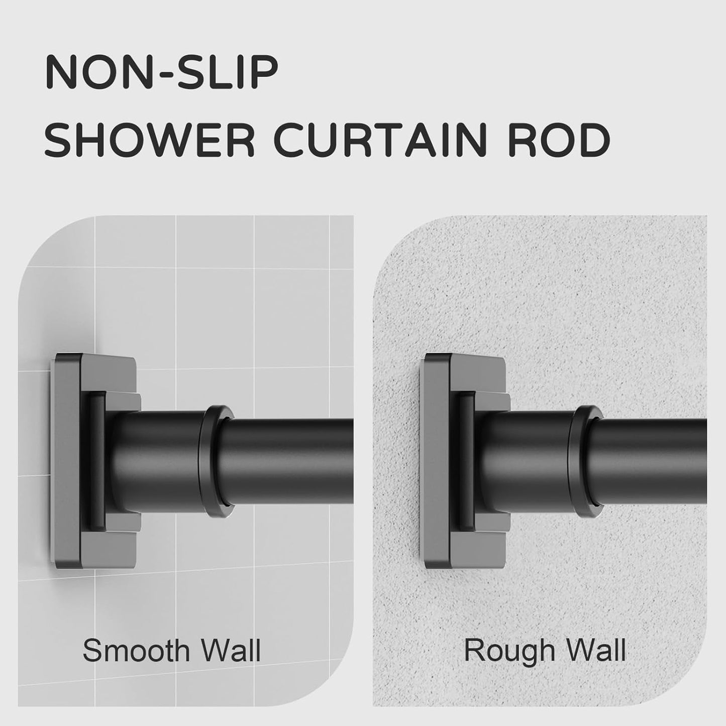 Shower Curtain Rod Adjustable 31-79", Anti-Rust Shower Rod & Spring Tension Shower Rod No Drill, Black Shower Curtain Rod for Bathroom Tension Rod
