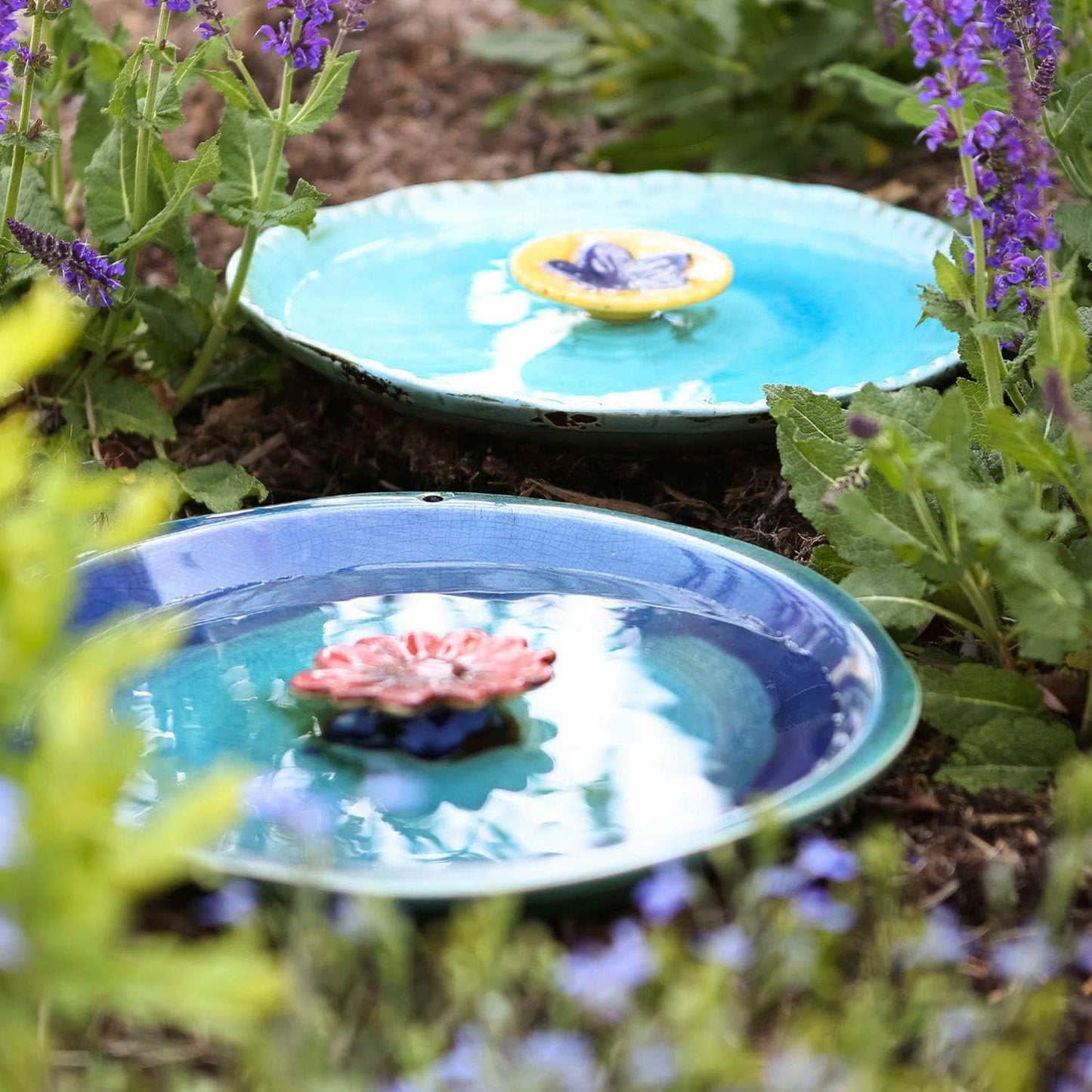 DUSVALLY Birdbath Ceramic Bowl Decor for Bee Bird for Outside, Bird Ba