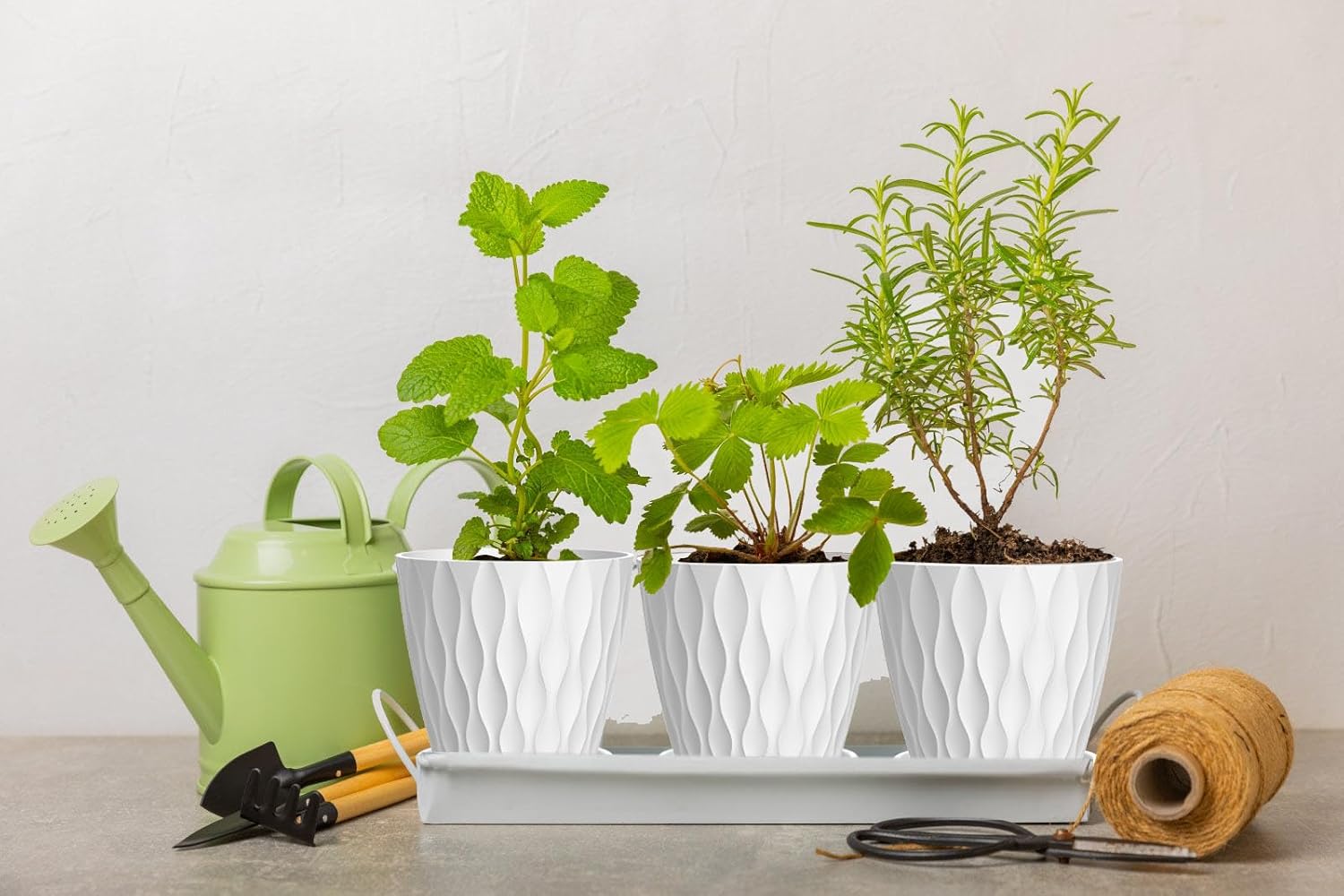 4 Inch Plant Pots, 6 Pack Indoor Flower Pots, Planters with Drainage H