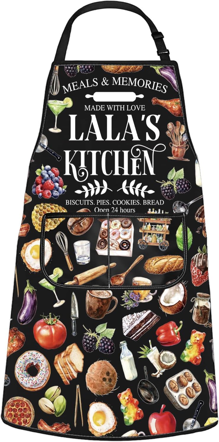 WCGXKO Lala’s Kitchen Apron Grandmother Birthday gift Best Lala Ever M