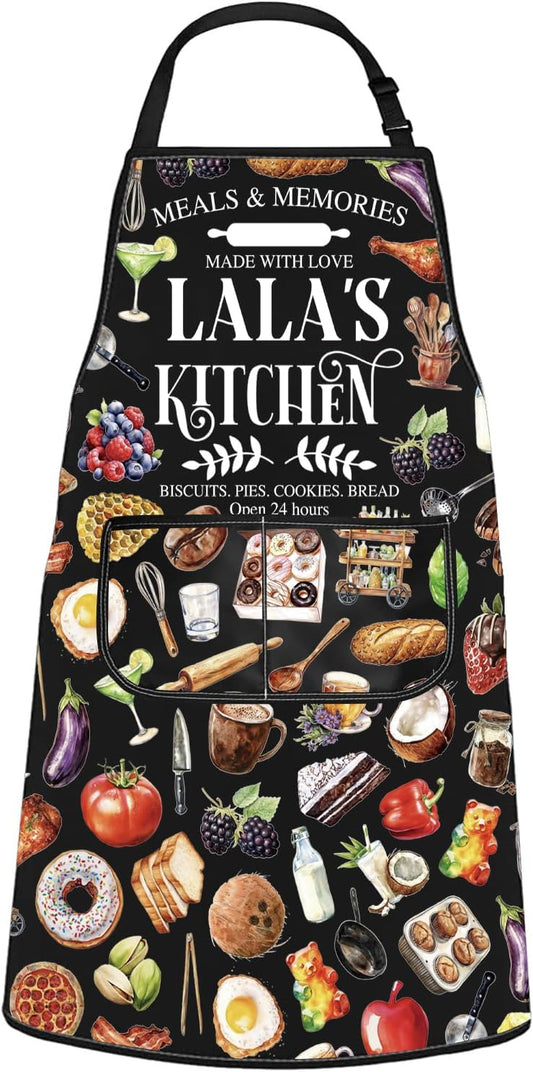WCGXKO Lala’s Kitchen Apron Grandmother Birthday gift Best Lala Ever Merch Mother’s Day Gift for Grandma