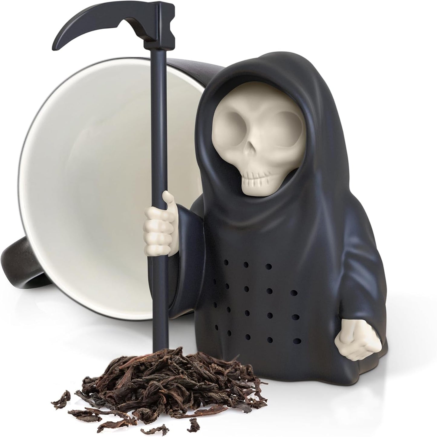 Genuine Fred Grim Steeper Reusable Silicone Tea Infuser, Black Grim Re