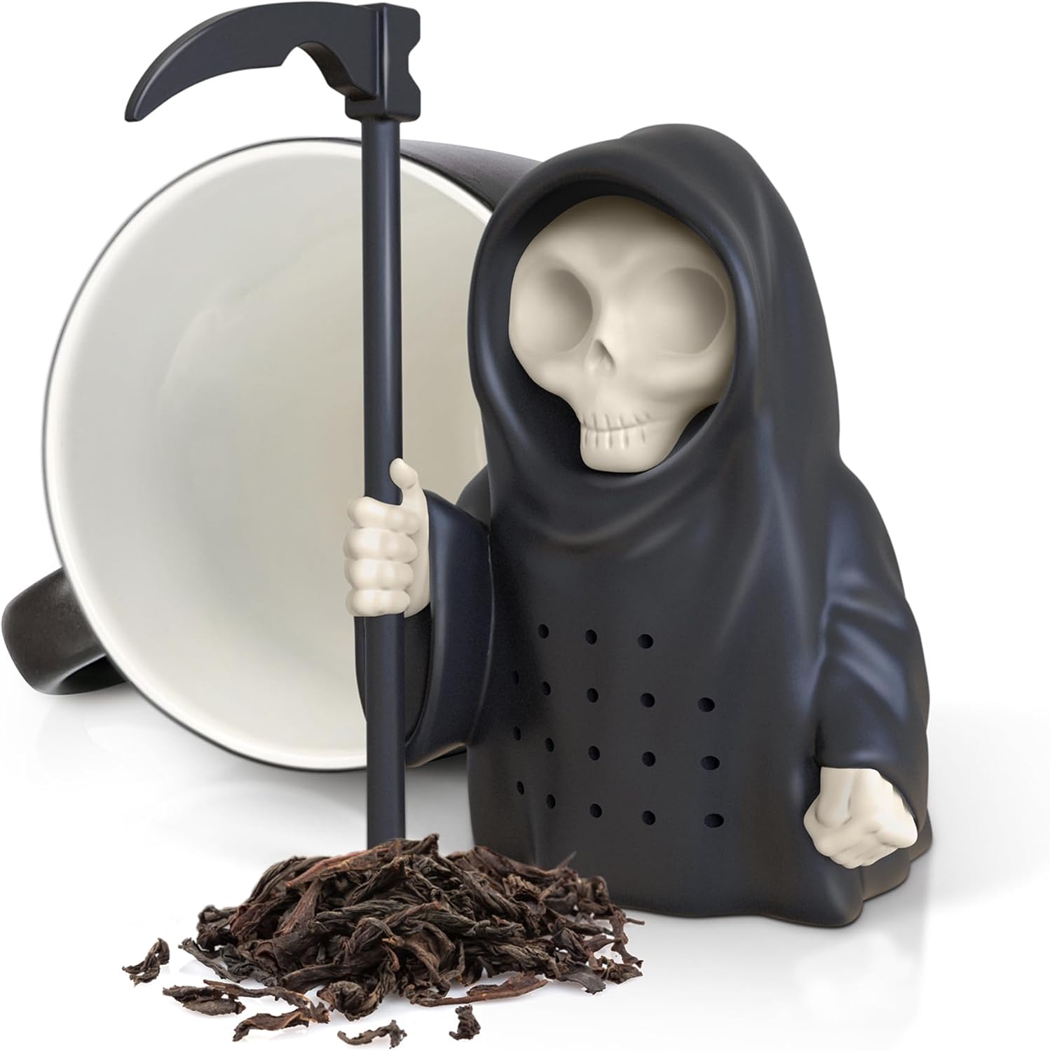 Genuine Fred Grim Steeper Reusable Silicone Tea Infuser, Black Grim Re