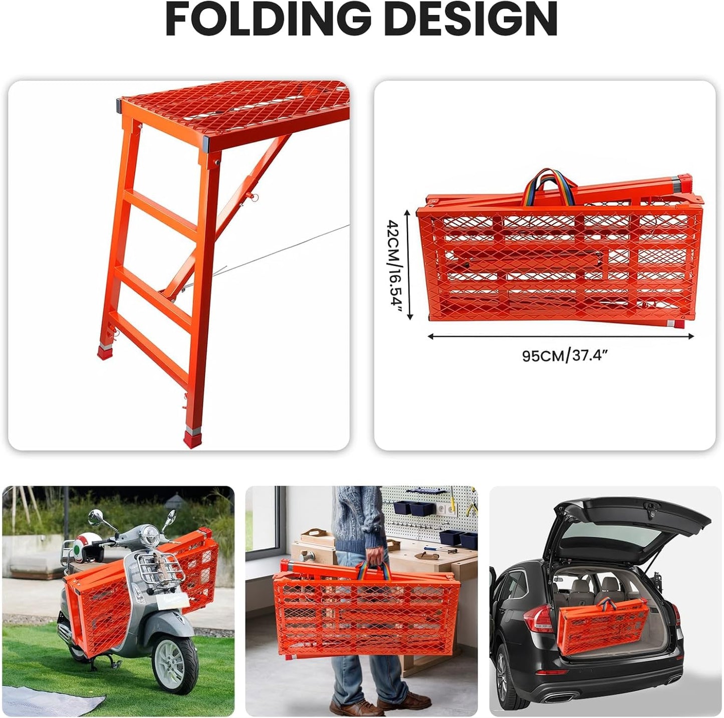 Foldable Scaffolding Platform, 70.8x15.2x36.2-62 Inch Portable Work Pl