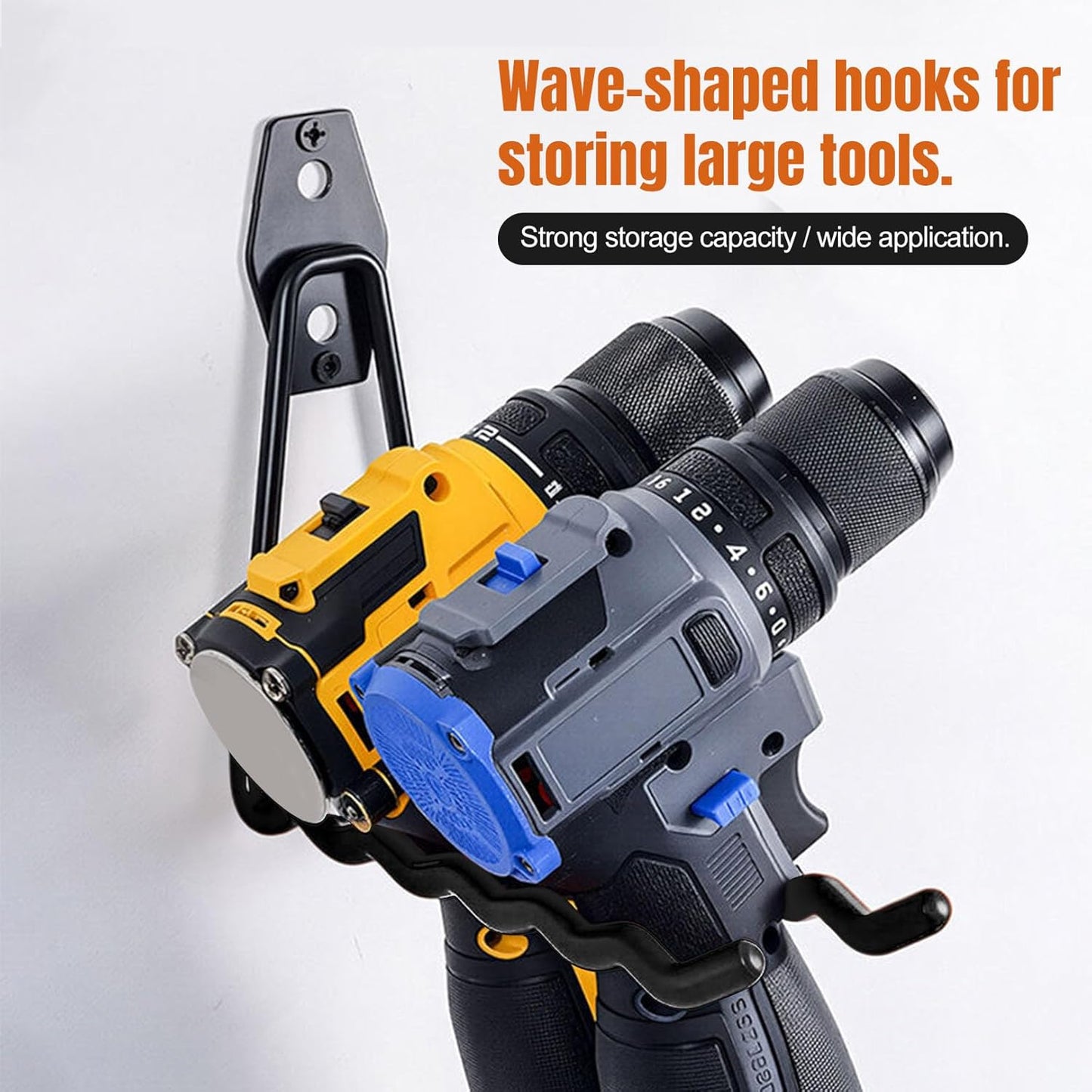 12 Pack Garage Hooks, 2 Extension Cord Storage Straps, Steel Utility Wall Mount Storage Organizer with Anti-Slip Coating for Hanging Ladders, Bikes, Garden Tools, Hose