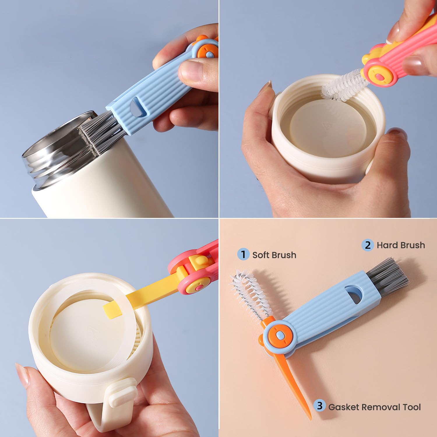 5-in-1 Baby Bottle Cleaner Set, Including Nylon & Silicone Bottle Brus