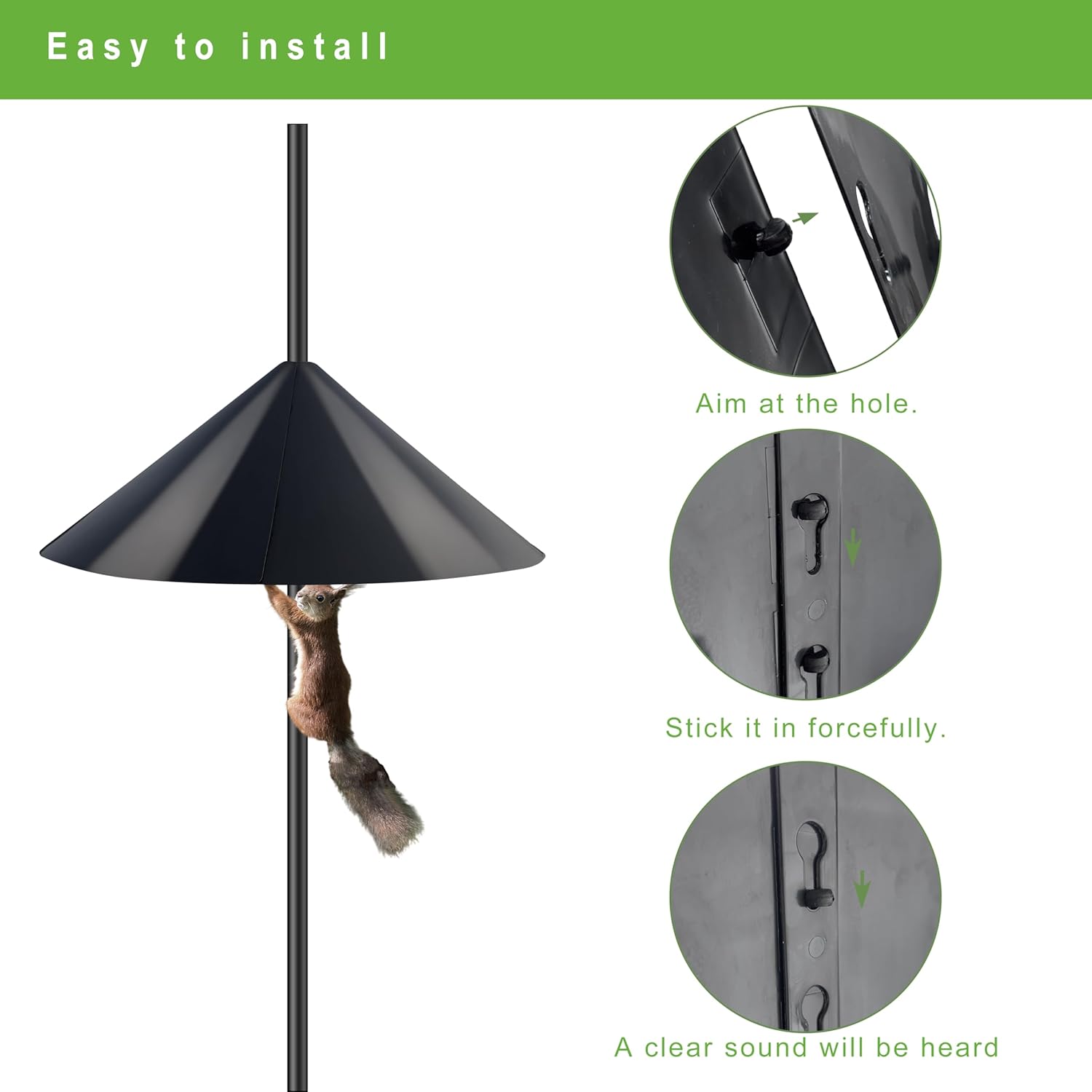 Squirrel Baffle for Bird Feeder Pole - 19 Inch for Shepherd’s Hook, Sq