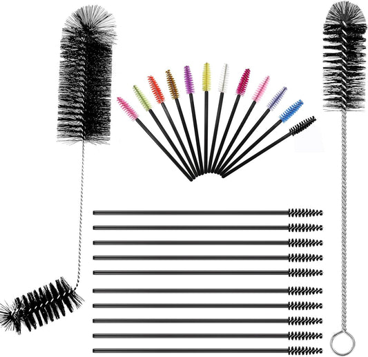 17 Pieces 4 Size Hummingbird Feeder Cleaning Brush Mini Nylon Tube Brush Set Double Headed Hummingbird Brush Cleaner 2 in 1 Hummingbird Brush Kit for Bottles, Tubes, Jars, Bird Feeder (Black)