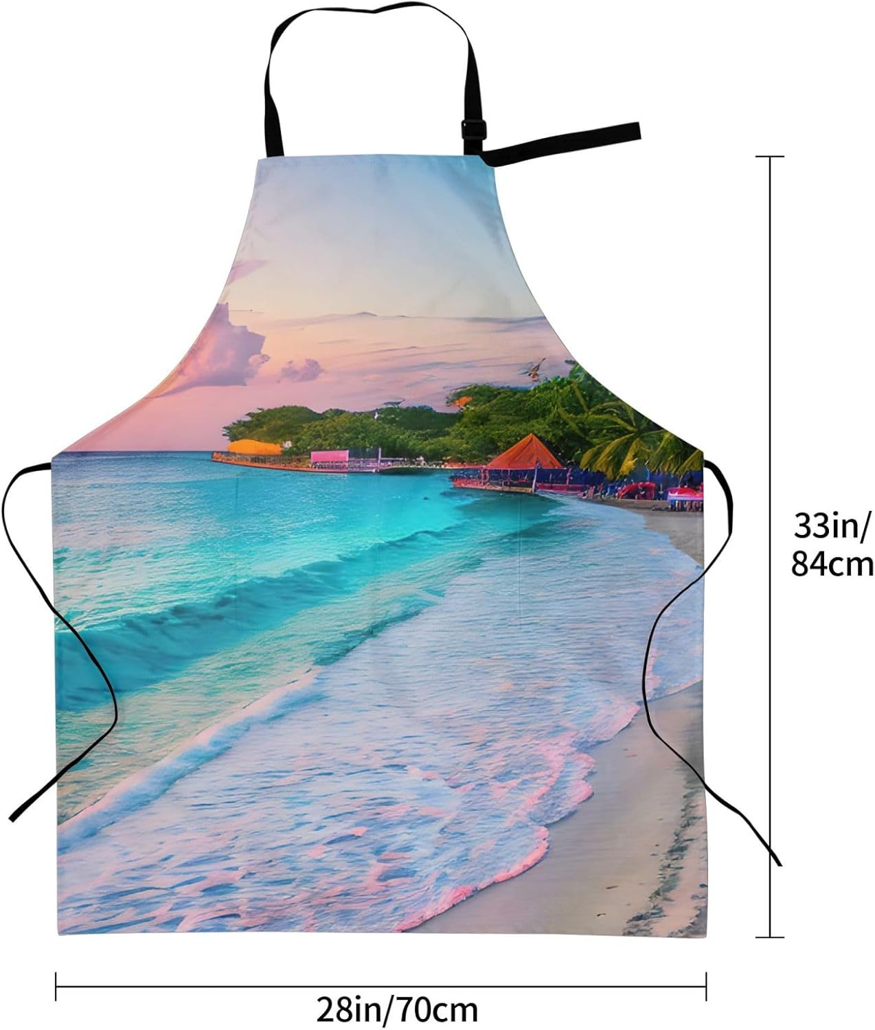 YANYU Jamaica Beach Print 28x33 In Kitchen Apron Stylish Chef Apron with Pockets for Cooking Baking Painting