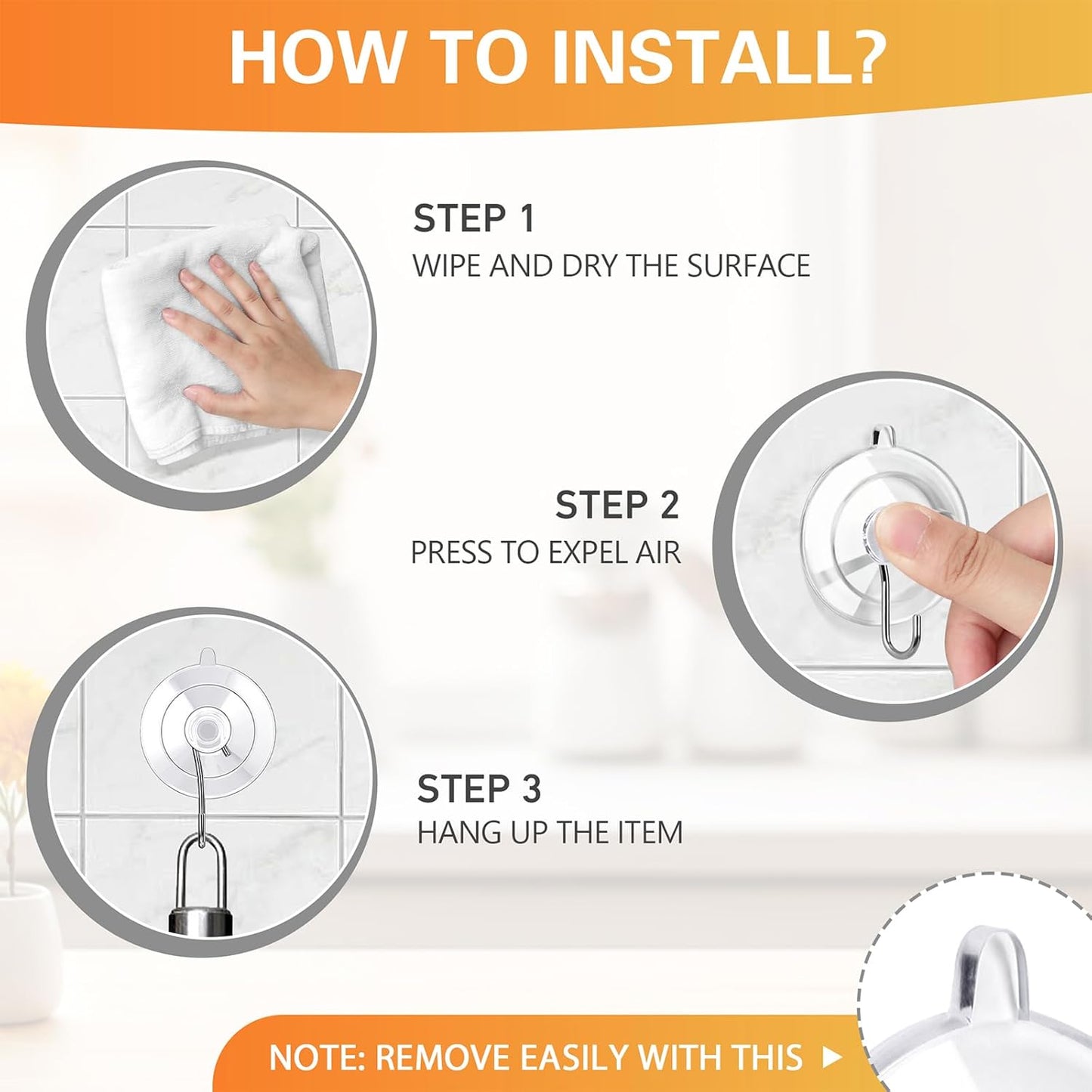 KORCCI Suction Cup Hooks 12Pack - Max Load 10LB, 1.77Inch Clear Medium Suction Cups, No Trace, Reusable & Removable, Stainless Steel Hooks, for Tile, Glass, Window, Shower, Kitchen, Bathroom