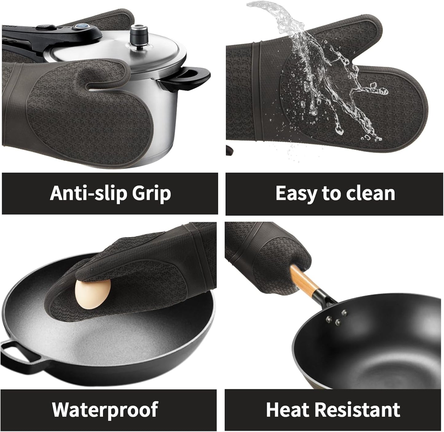 Hovico Silicone Oven Mitts, Heat Resistant 500F Kitchen Mitts 2PCS, 11