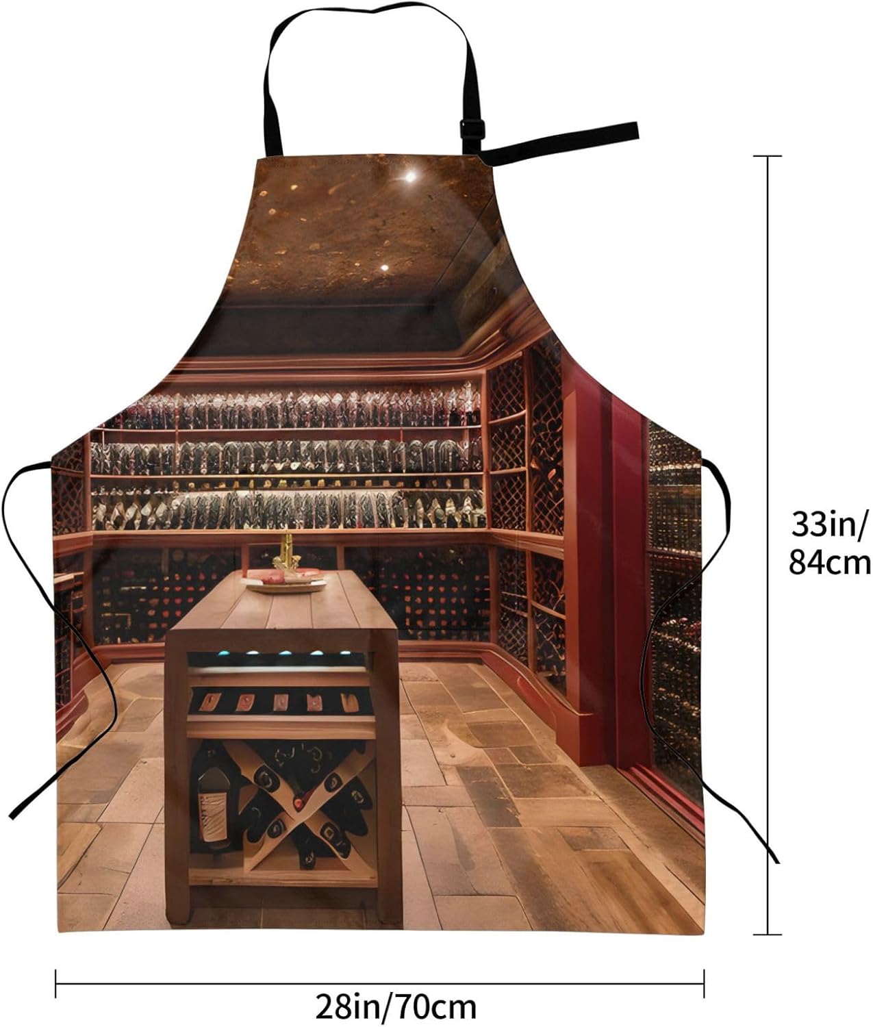 YANYU Red Wine Cellar Print 28x33 In Kitchen Apron Stylish Chef Apron with Pockets for Cooking Baking Painting