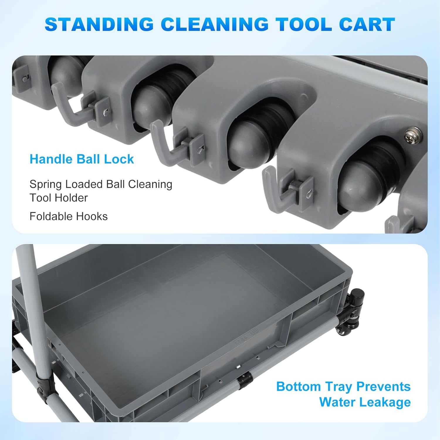 Broom and Mop Holder Freestanding Mobile Cleaning Tool Storage Rack,Fl