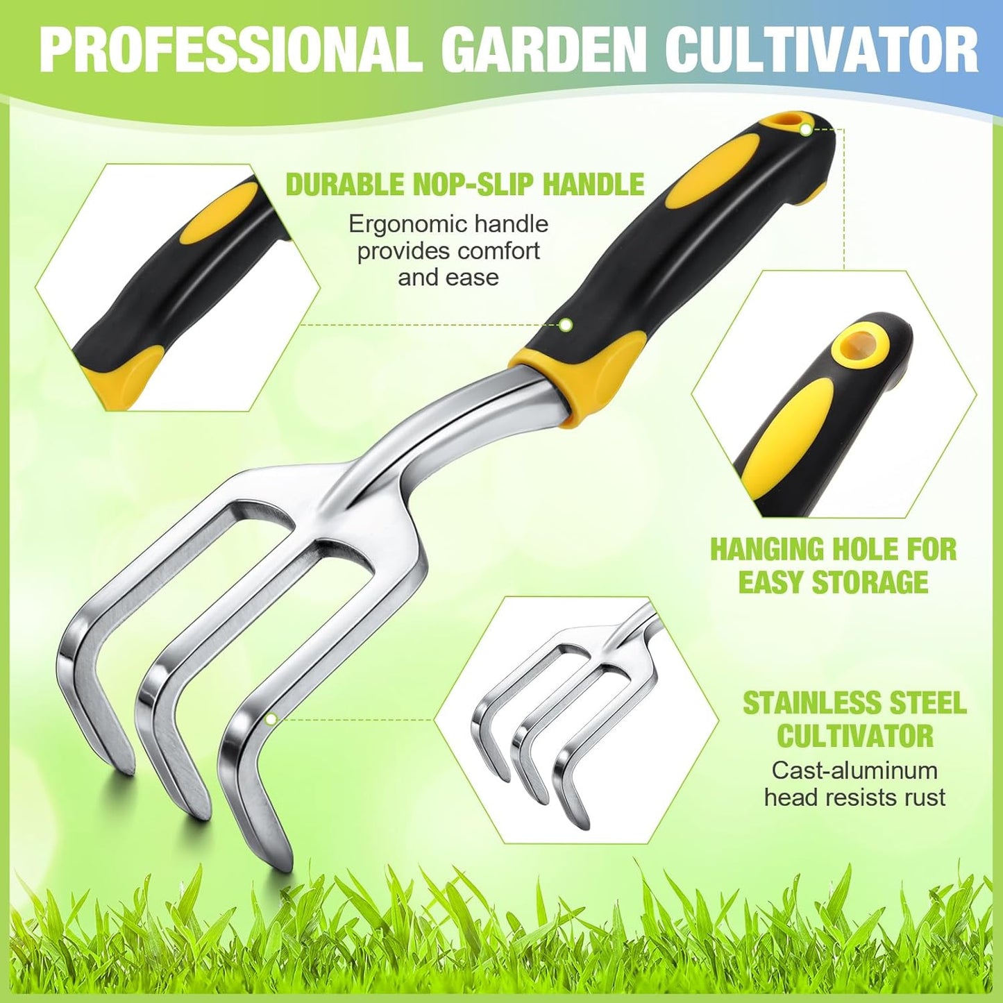 12 Pcs Hand Rake Garden Tool Mini Rake Heavy Duty Garden Cultivator 11