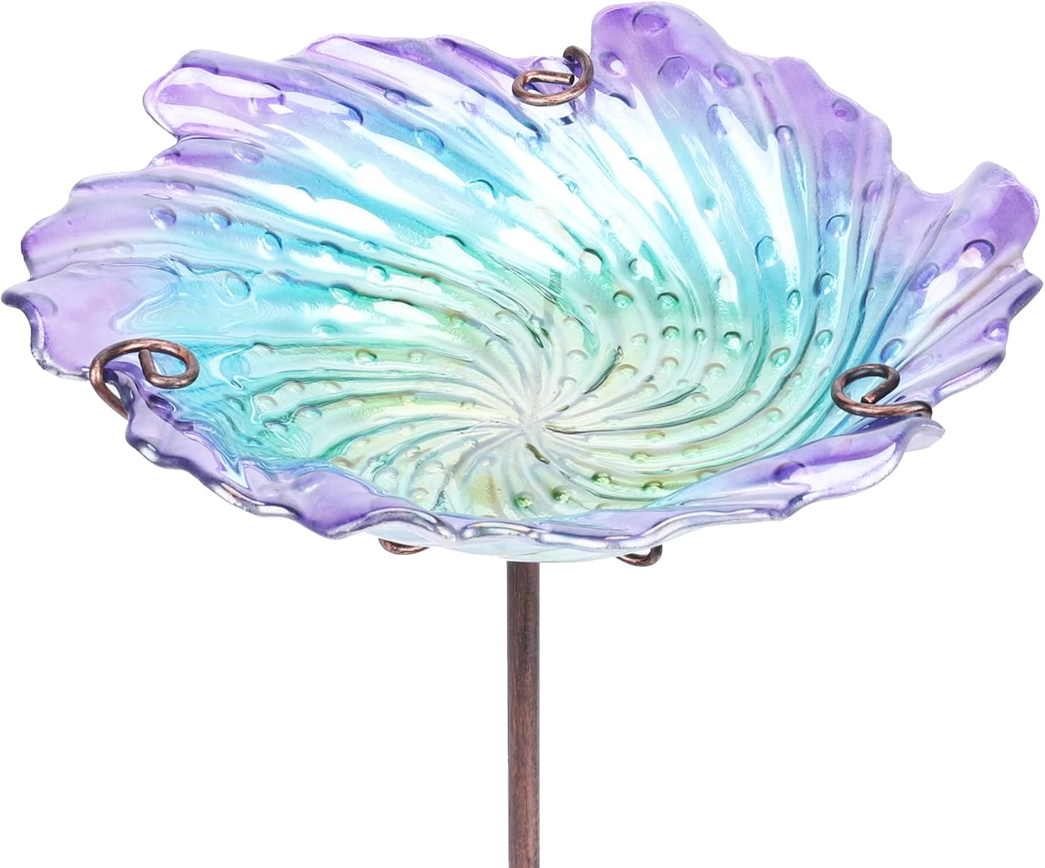 MUMTOP Glass Bird Baths for Outdoors, Garden Bird Bath Bowl with Metal