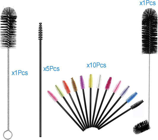 17 Pieces 4 Size Hummingbird Feeder Cleaning Brush Mini Nylon Tube Brush Set Double Headed Hummingbird Brush Cleaner 2 in 1 Hummingbird Brush Kit for Bottles, Tubes, Jars, Bird Feeder (Black)
