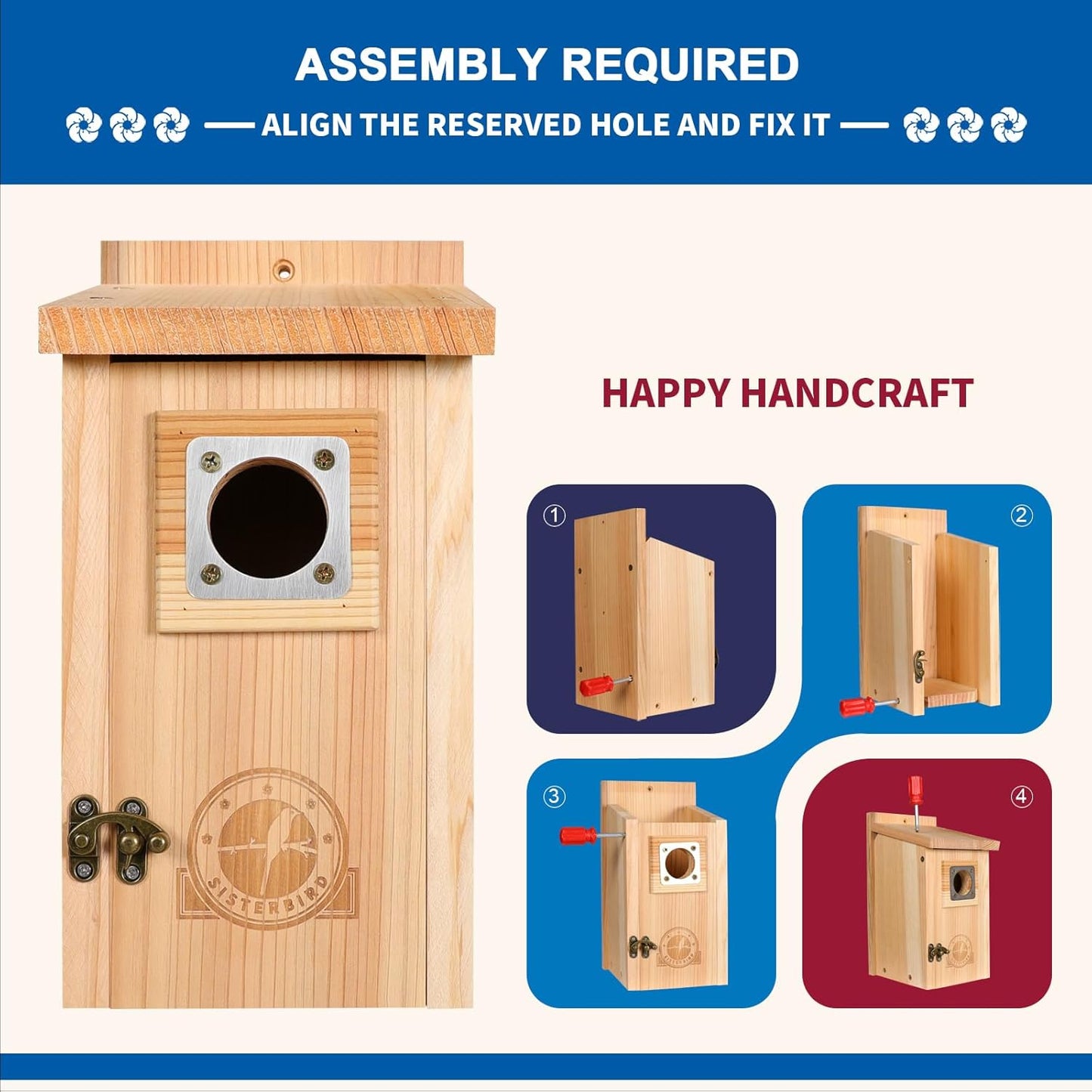 Bird Houses for Outside 1-1/2” Entrance Hole Cedar Birdhouses with Metal Guard Outdoor Bluebird Wren Swallow Finch Asssembly Required