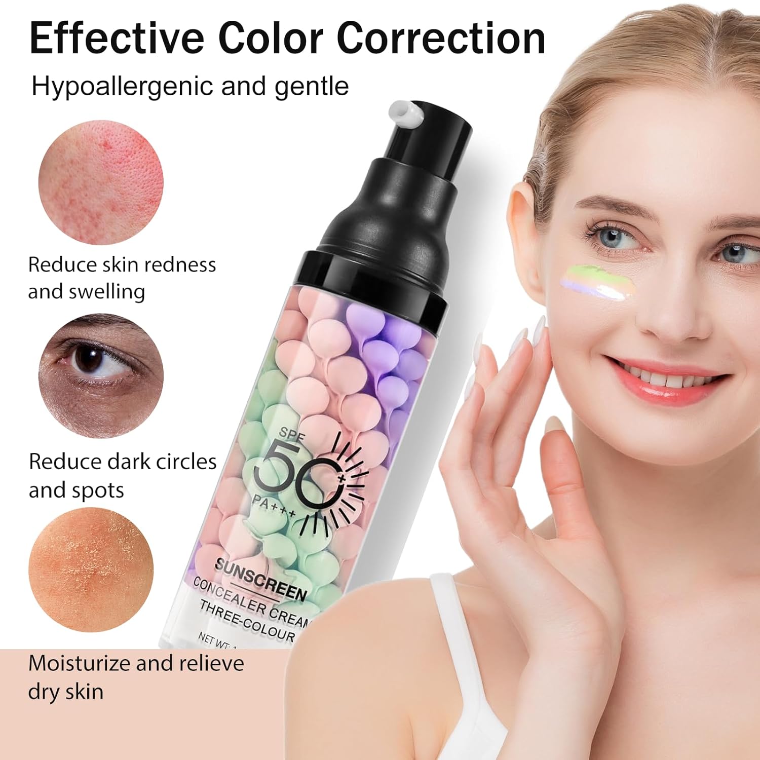 3 In 1Primer for Face Before Makeup,Sunscreen Isolation Cream, SPF 50,