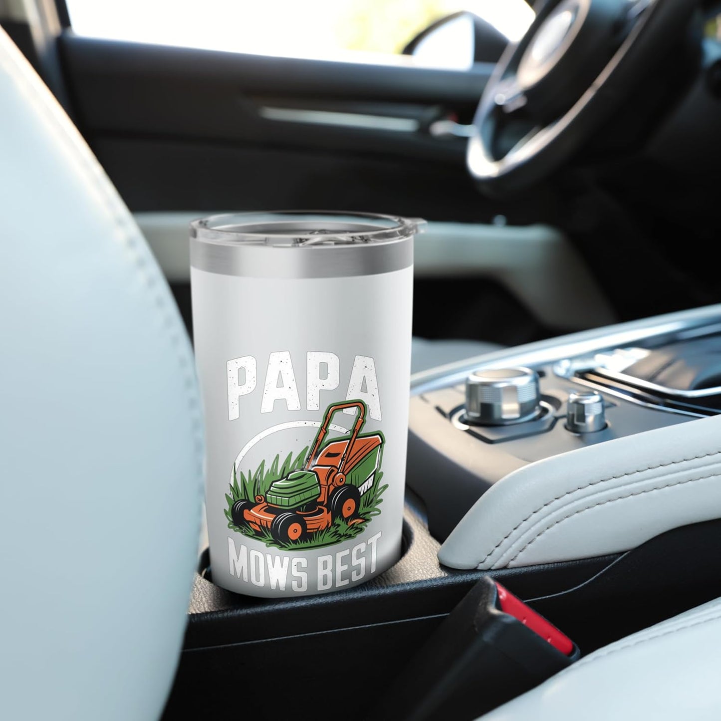 Papa Mows Best I Lawn Care I Dad Joke Stainless Steel Insulated Tumbler