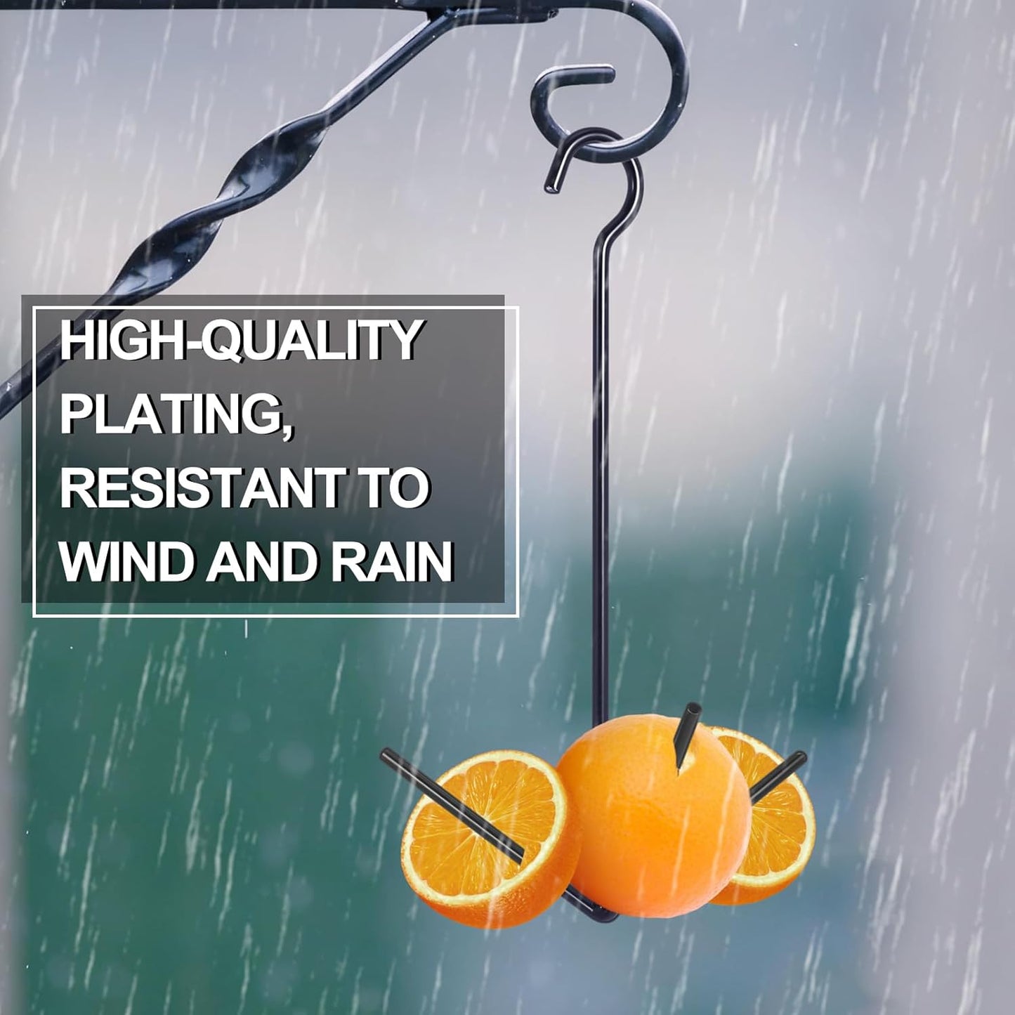 Zonon 2 Pcs Oriole Bird Feeder Hanging Orange Fruit Bird Feeder with Hook Black Fruit Holder for Outdoors Garden Patio (3 Prongs)