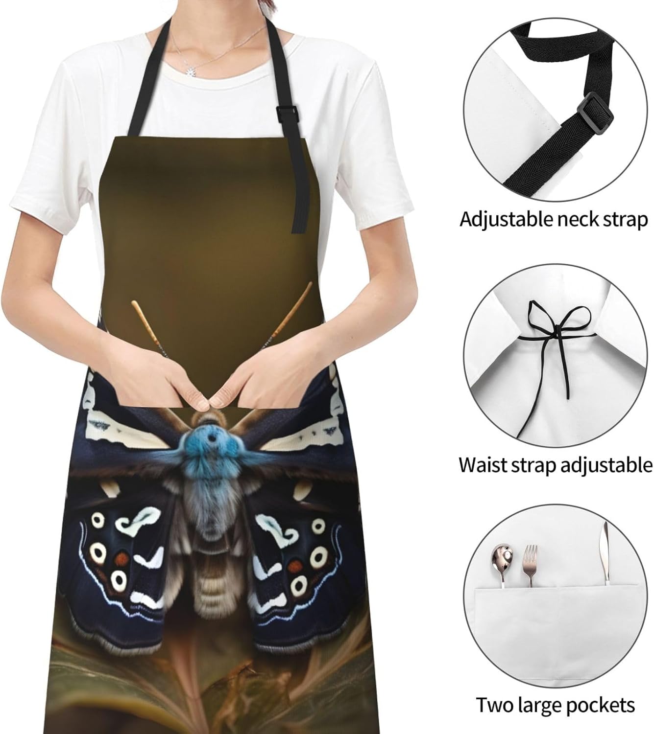 Beautiful moth wings Print Laundry apron 28x33 In Waterproof Kitchen A