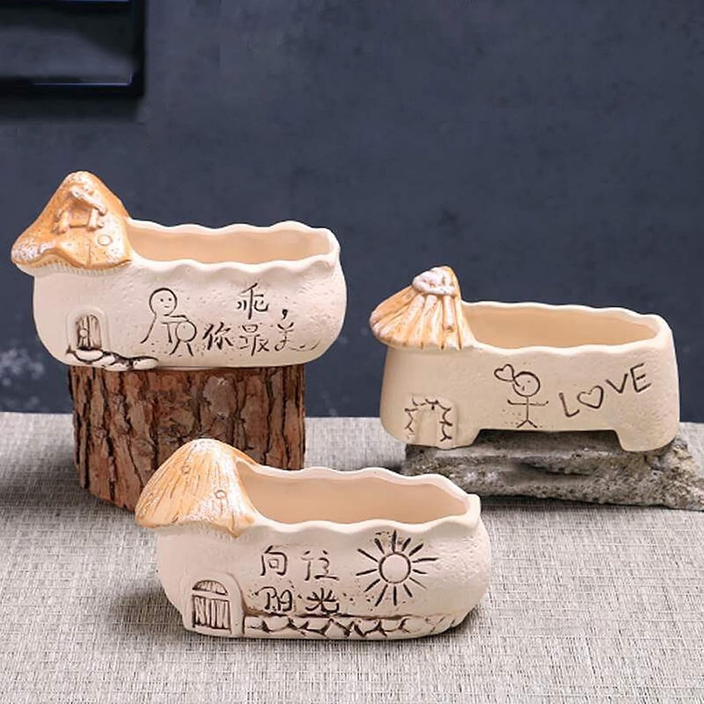 Flower Plant Pot Set of 3 Flower Pot Creative Ceramic Garden Succulent