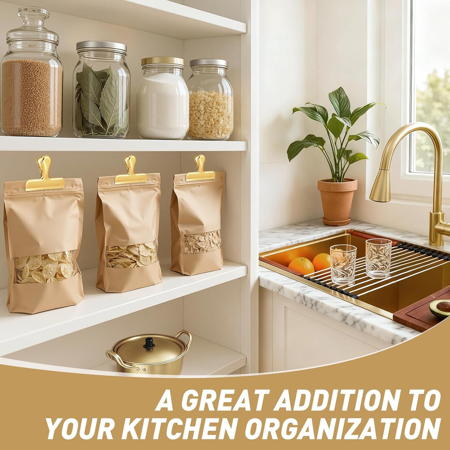 Funfery Chip Clips Bag Clips Gold Stainless Steel Clip for Food Storag