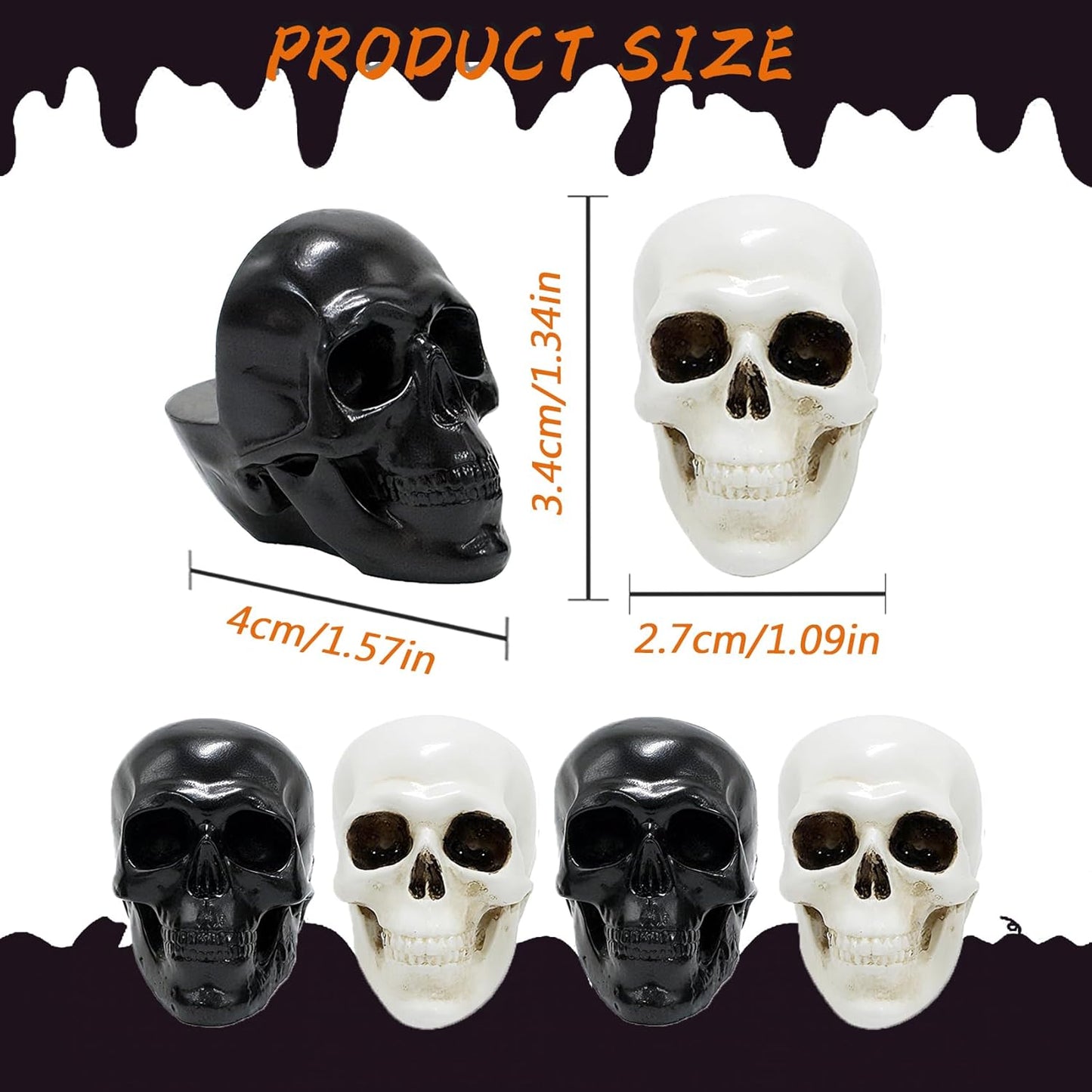 6Pcs Plant Riser, Pot Feet for Planters, Resin Black Skull Head Flower Pot Feet Stand, Halloween Skeleton Figurine Statue, Planter Stand Riser for Garden Home Halloween Plant Tray Decorations
