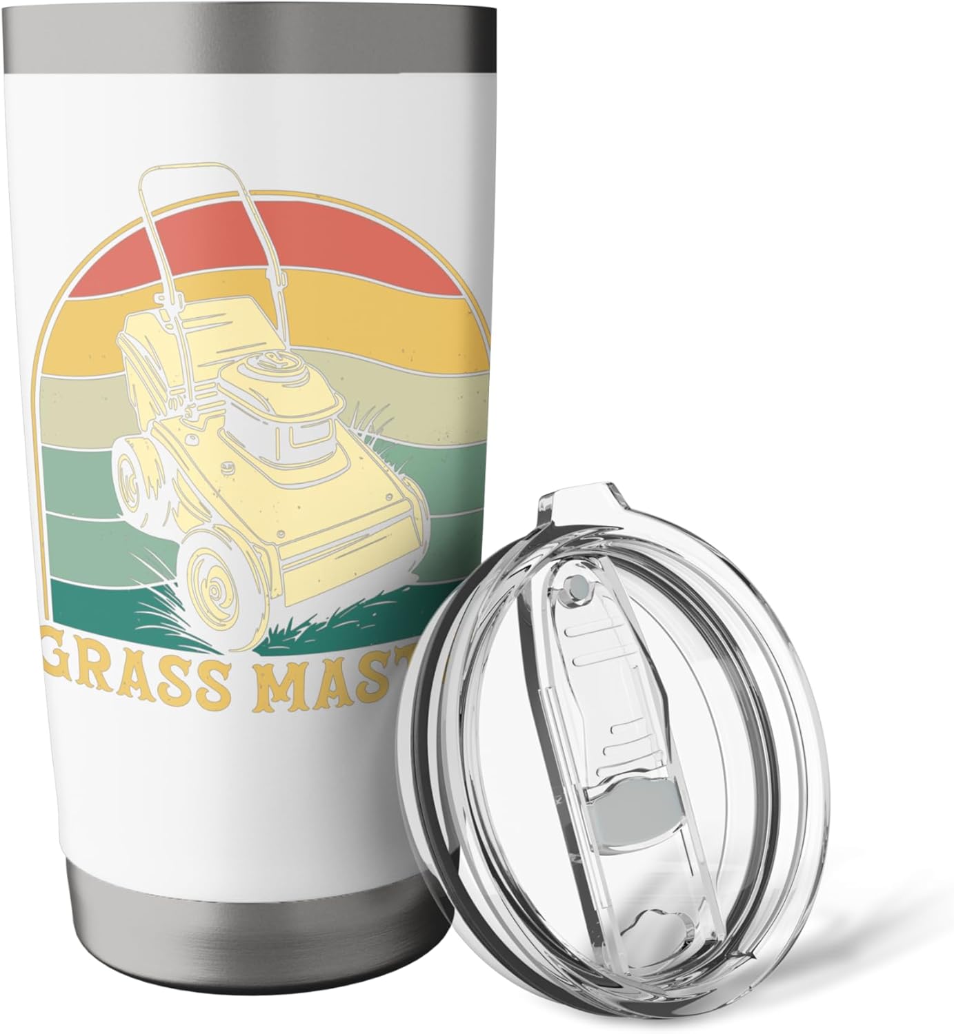 Retro Vintage Grass Master Lawn Mowing Funny Lawn Mower Stainless Steel Insulated Tumbler