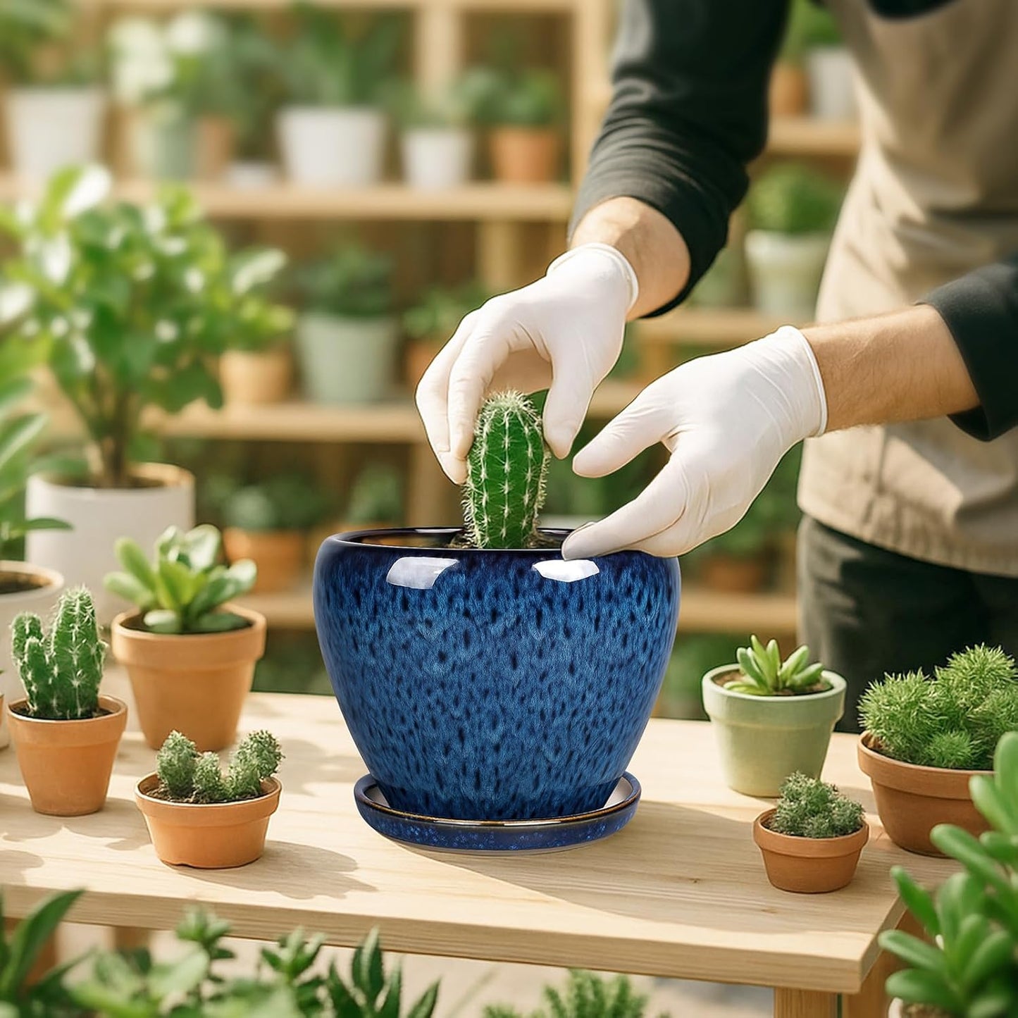 Deep Dream 6 Inch Plant Pots- Ceramic Planter Pot with Drainage Hole a