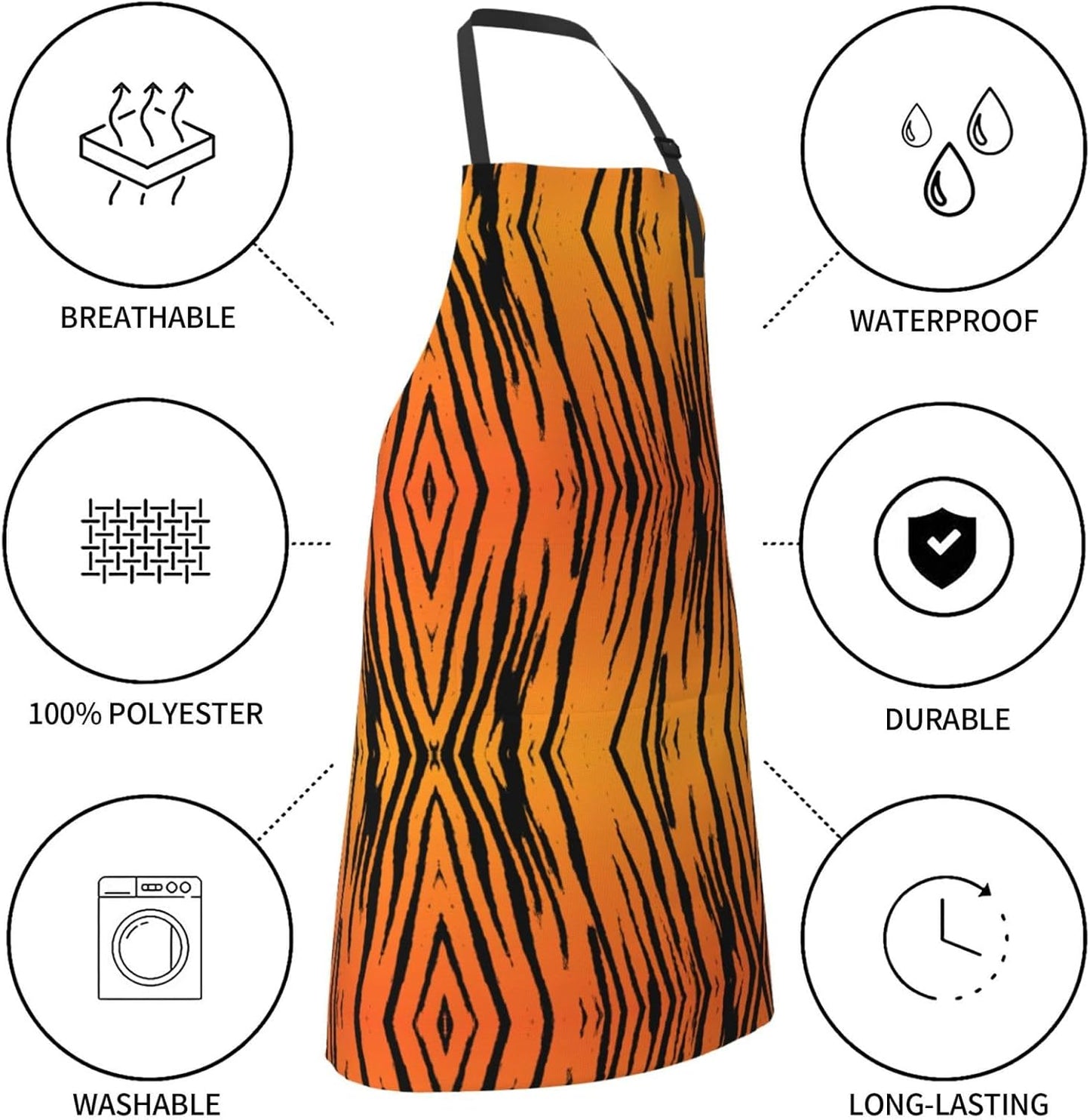 Tiger Stripe print Waterproof apron with pocket adjustable cooking apron for adult kitchen bibs to bake