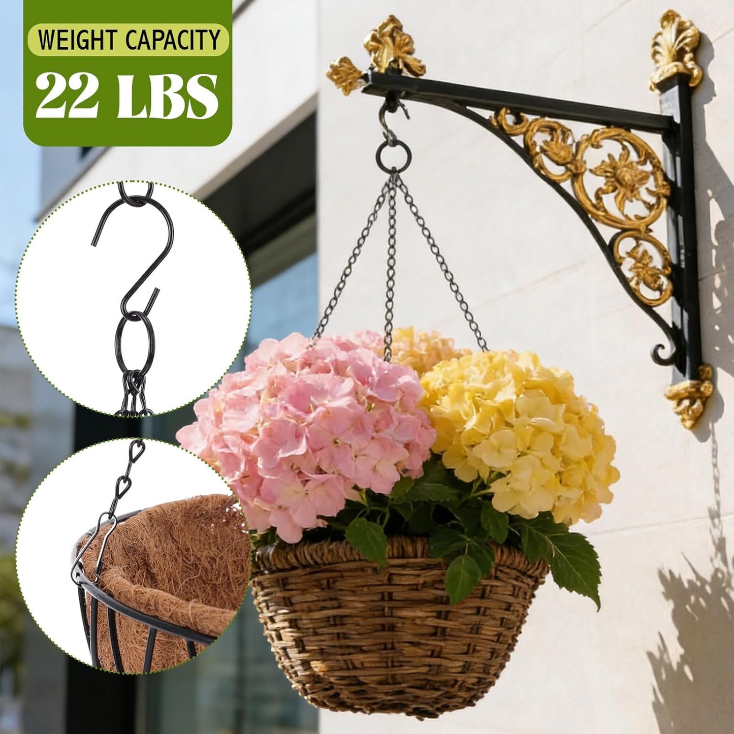 Frienda 500 Inch Metal Hanging Chains and Hanging Basket Hooks Set Small Chain with S Hooks DIY Plant Chain for Bird Feeder Birdbath Planters Grow Lights Lanterns Wind Chime and Ornaments