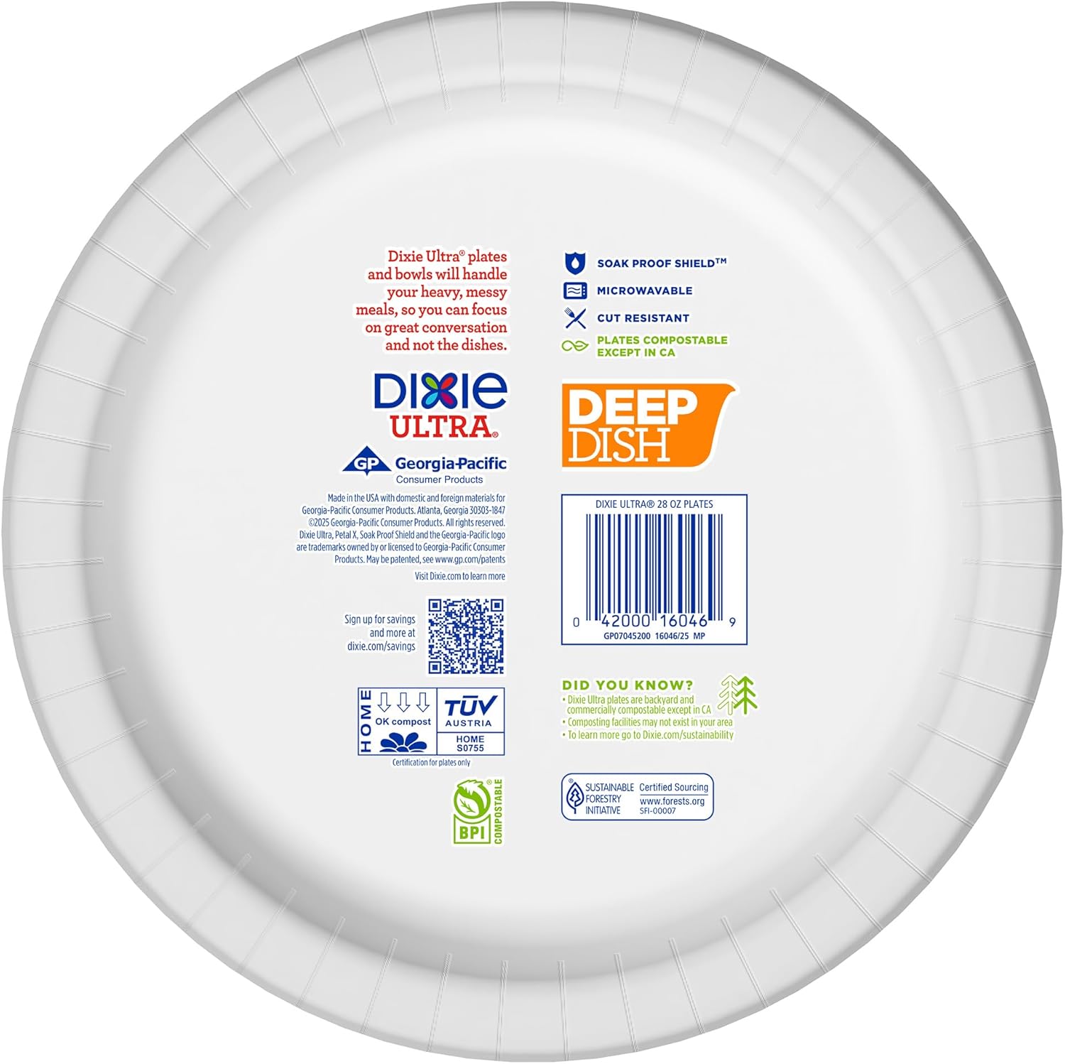Dixie Ultra, Deep Dish Paper Plates, 28 Oz, 40 Count, Heavy Duty, Micr